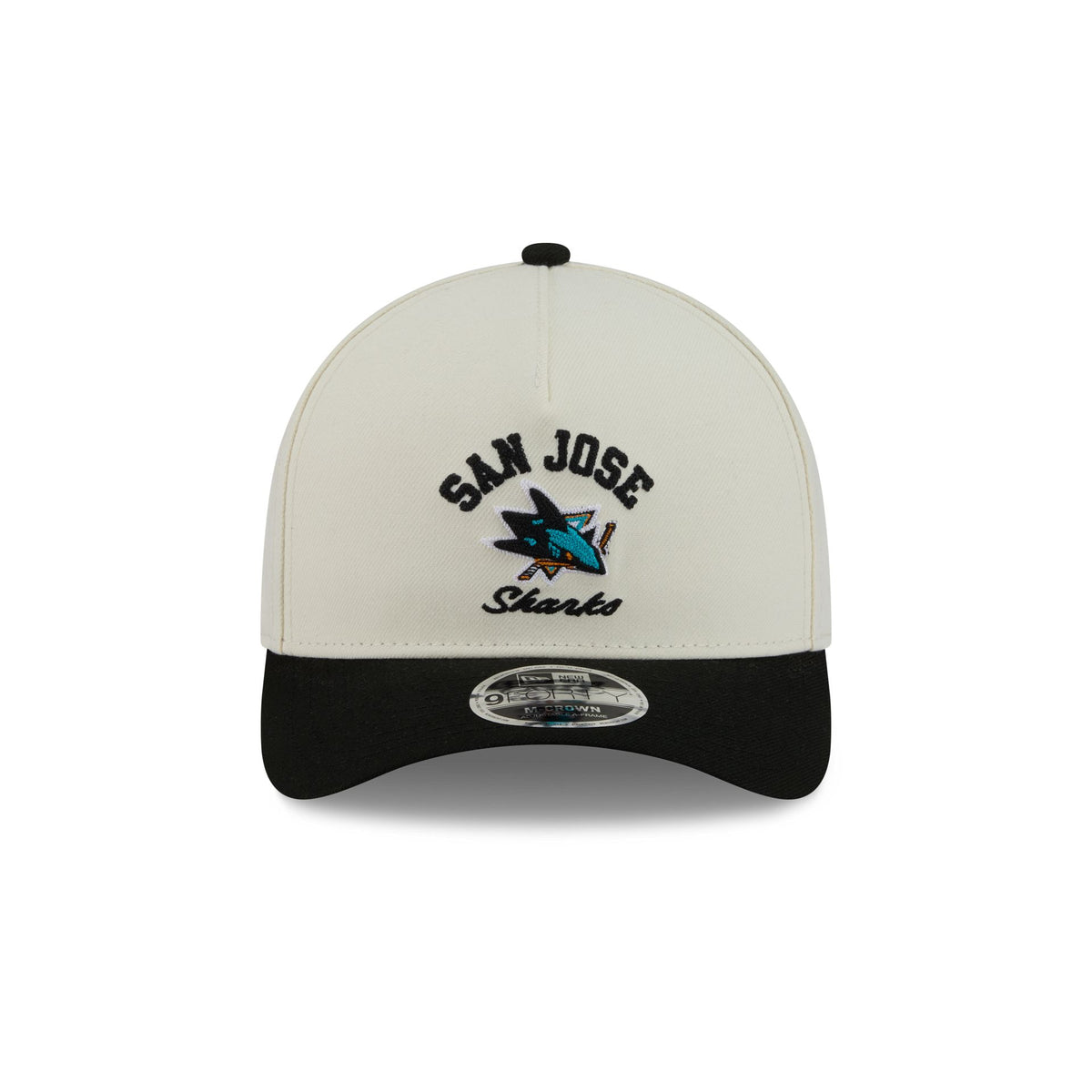 San Jose Sharks Arched Graphic Chrome White 9FORTY M-Crown A-Frame Snapback Hat