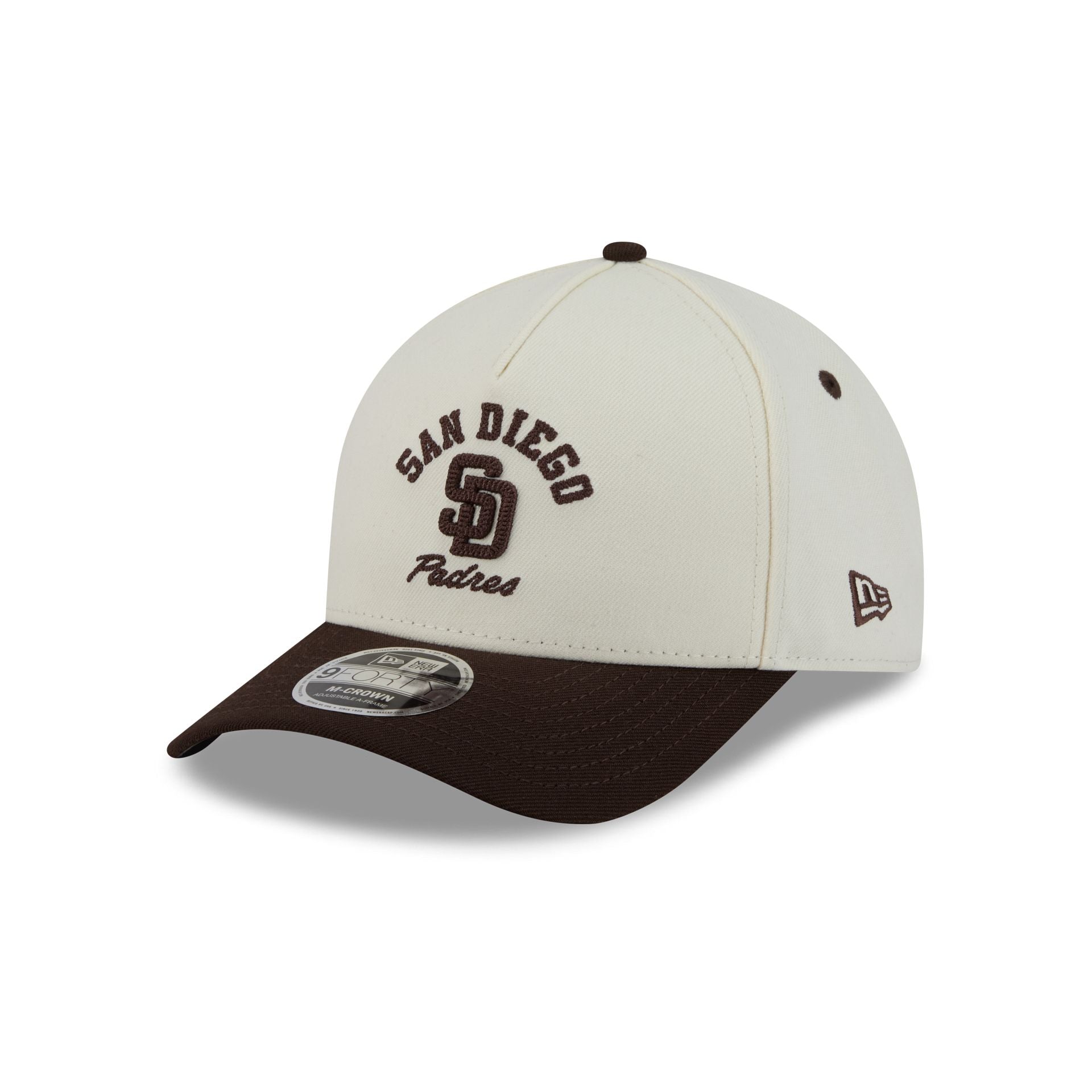 San Diego Padres Arched Graphic Chrome White 9FORTY M-Crown A-Frame Snapback Hat