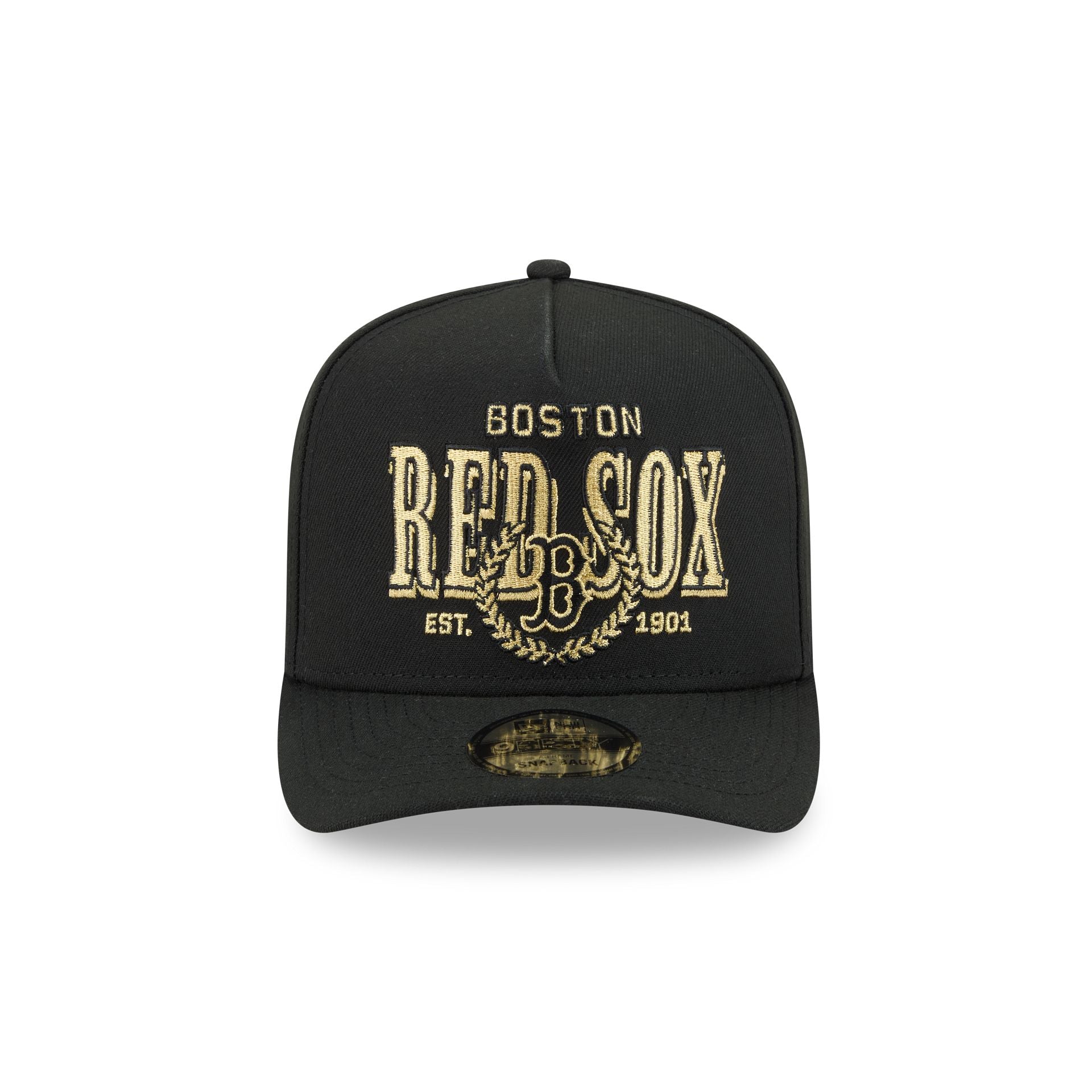 Boston Red Sox Gold Laurel Black 9FIFTY A-Frame Snapback Hat