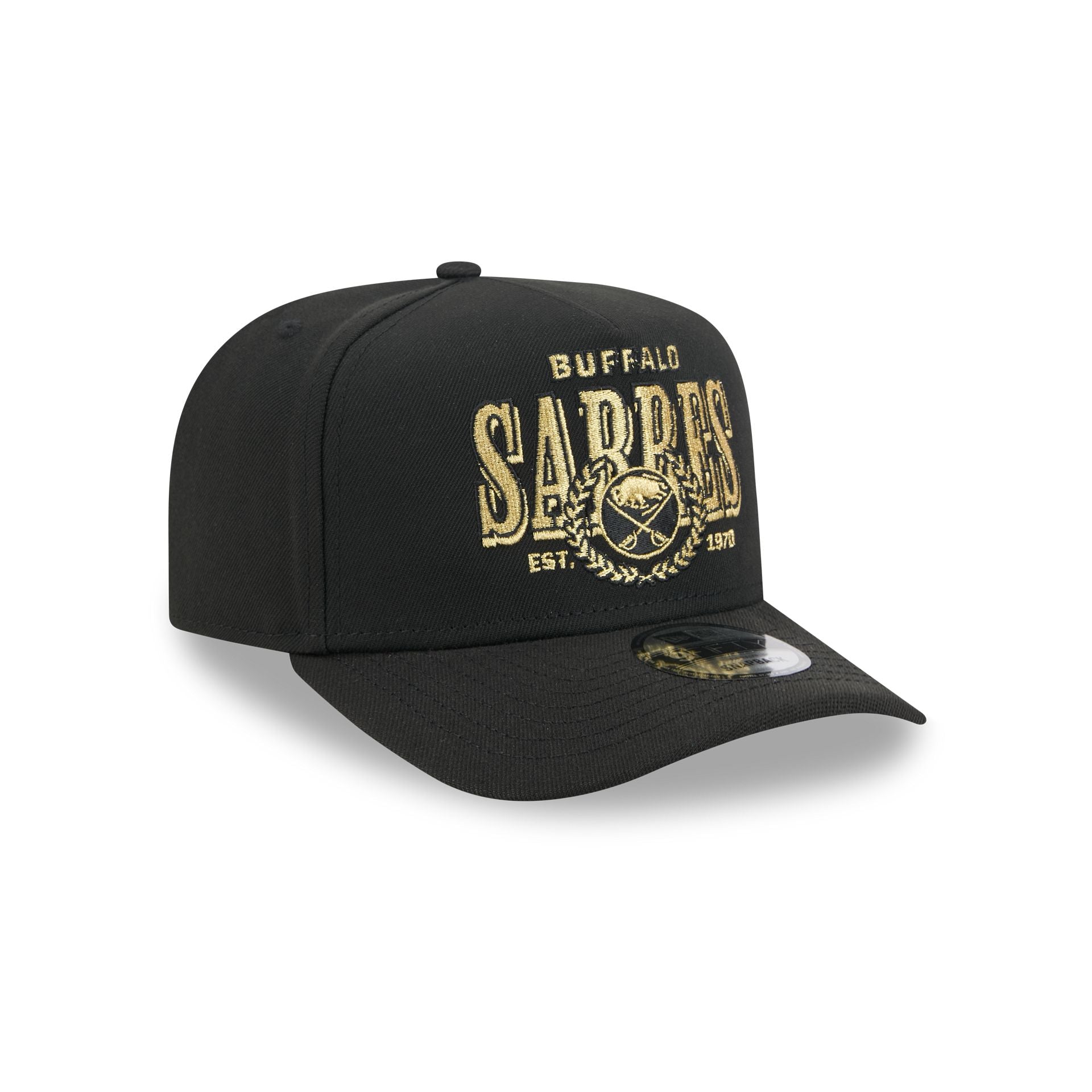 Buffalo Sabres Gold Laurel Black 9FIFTY A-Frame Snapback Hat