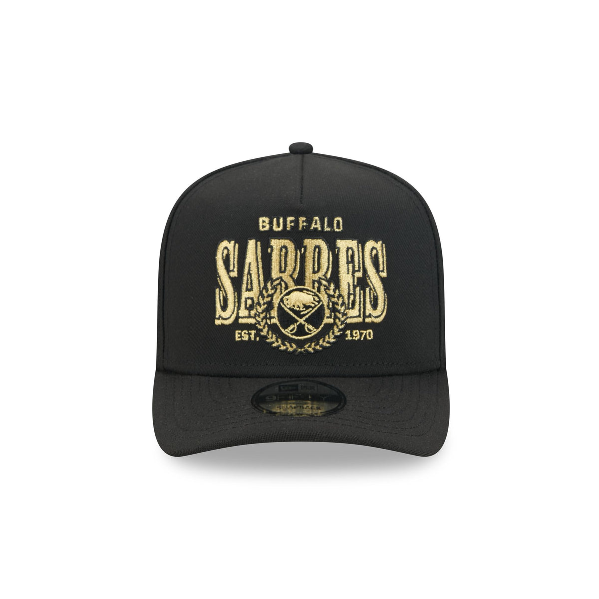 Buffalo Sabres Gold Laurel Black 9FIFTY A-Frame Snapback Hat