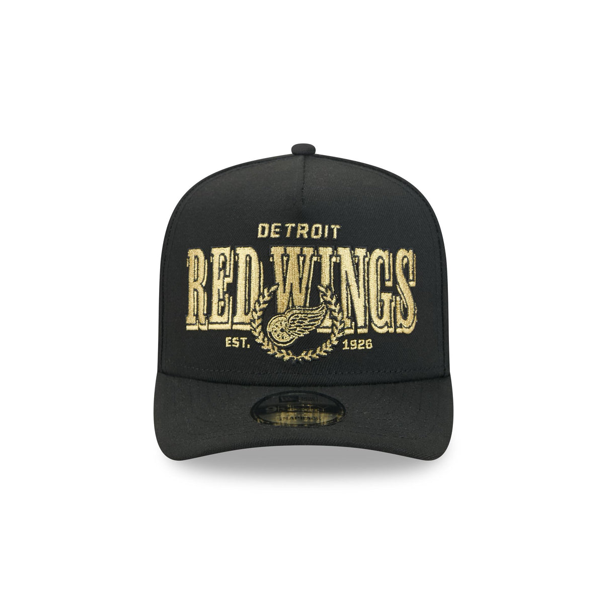 Detroit Red Wings Gold Laurel Black 9FIFTY A-Frame Snapback Hat