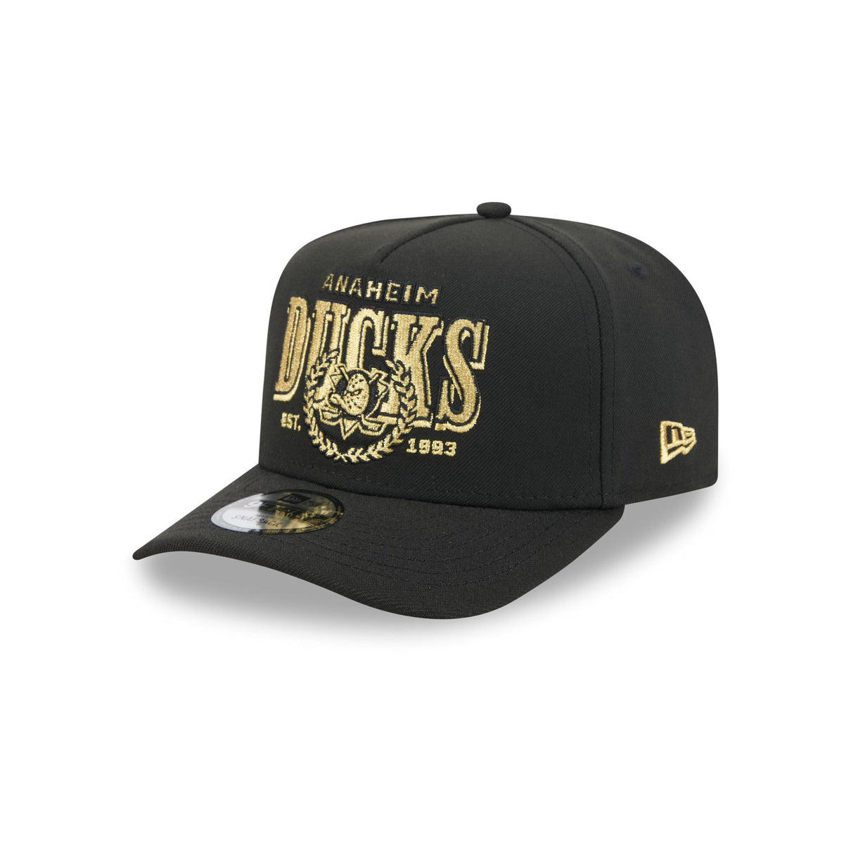 Anaheim Ducks Gold Laurel Black 9FIFTY A-Frame Snapback Hat