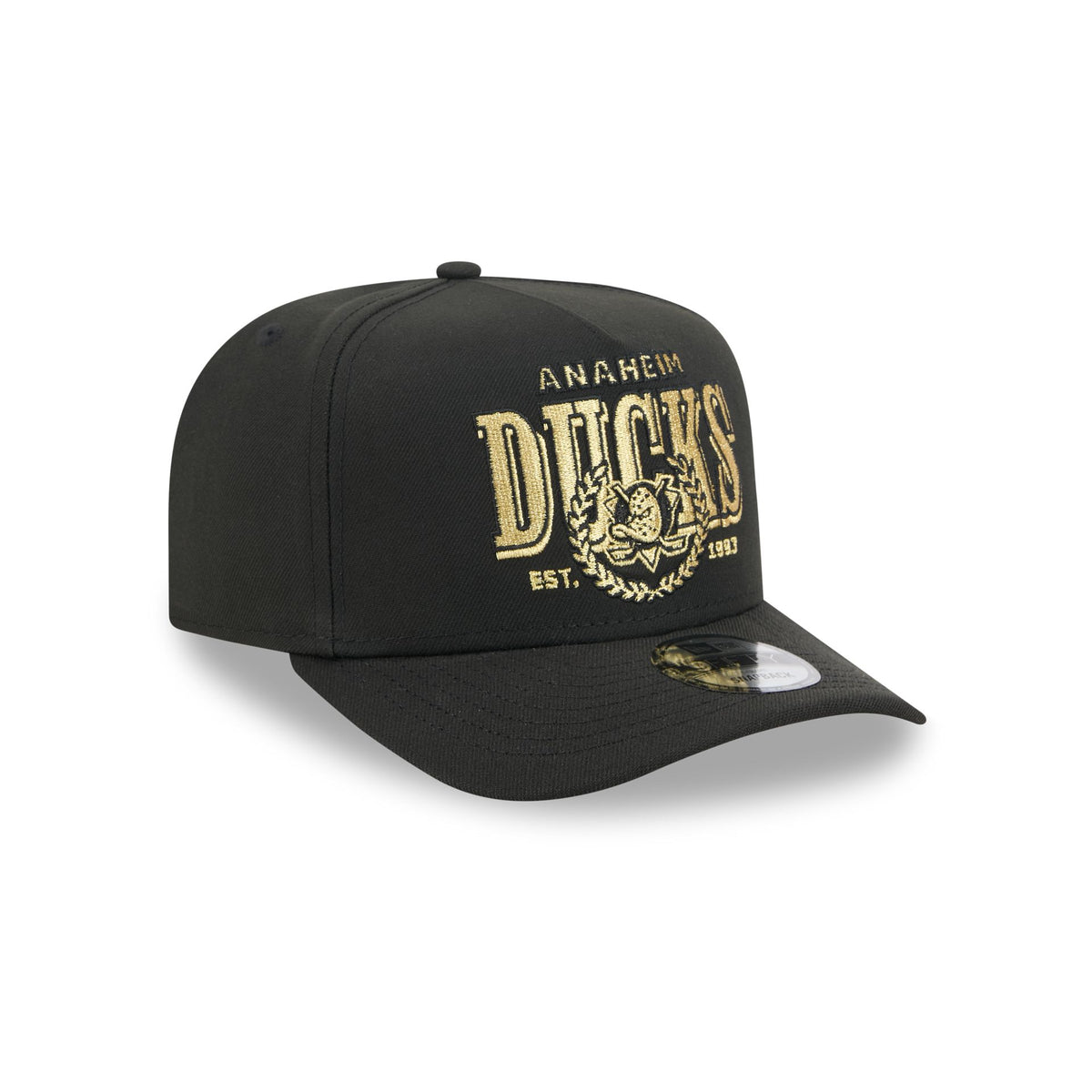 Anaheim Ducks Gold Laurel Black 9FIFTY A-Frame Snapback Hat