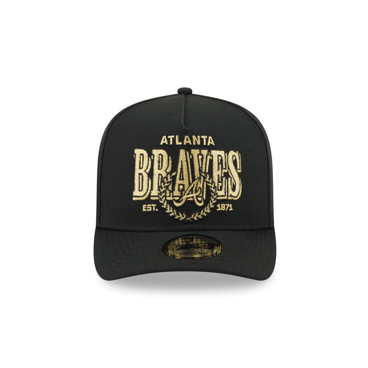 Atlanta Braves Gold Laurel Black 9FIFTY A-Frame Snapback Hat