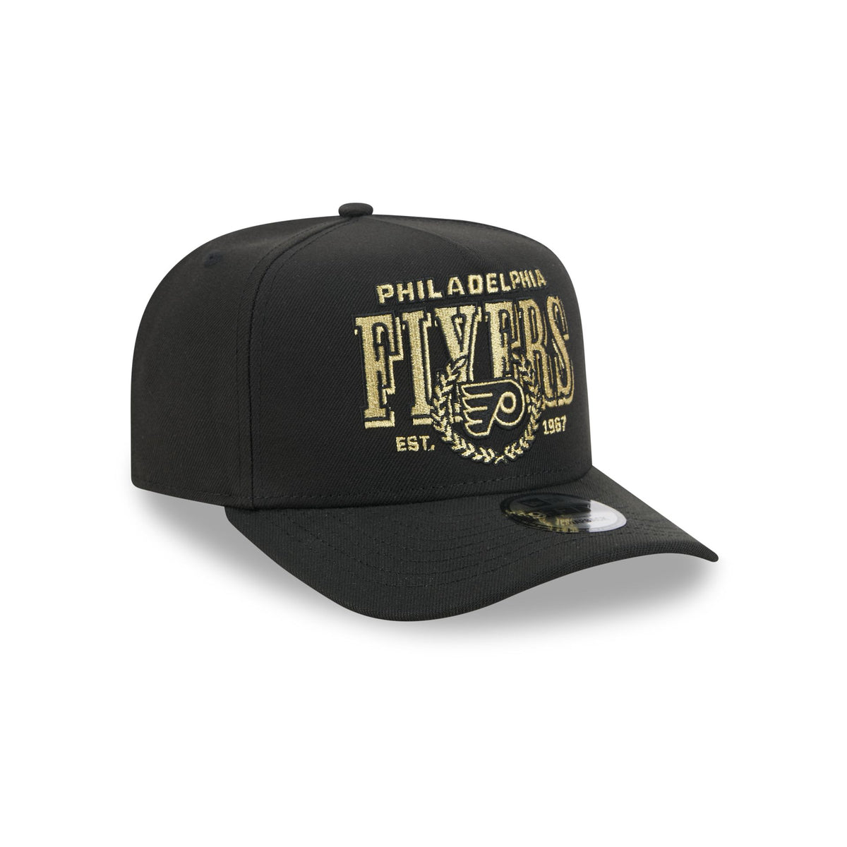 Philadelphia Flyers Gold Laurel Black 9FIFTY A-Frame Snapback Hat