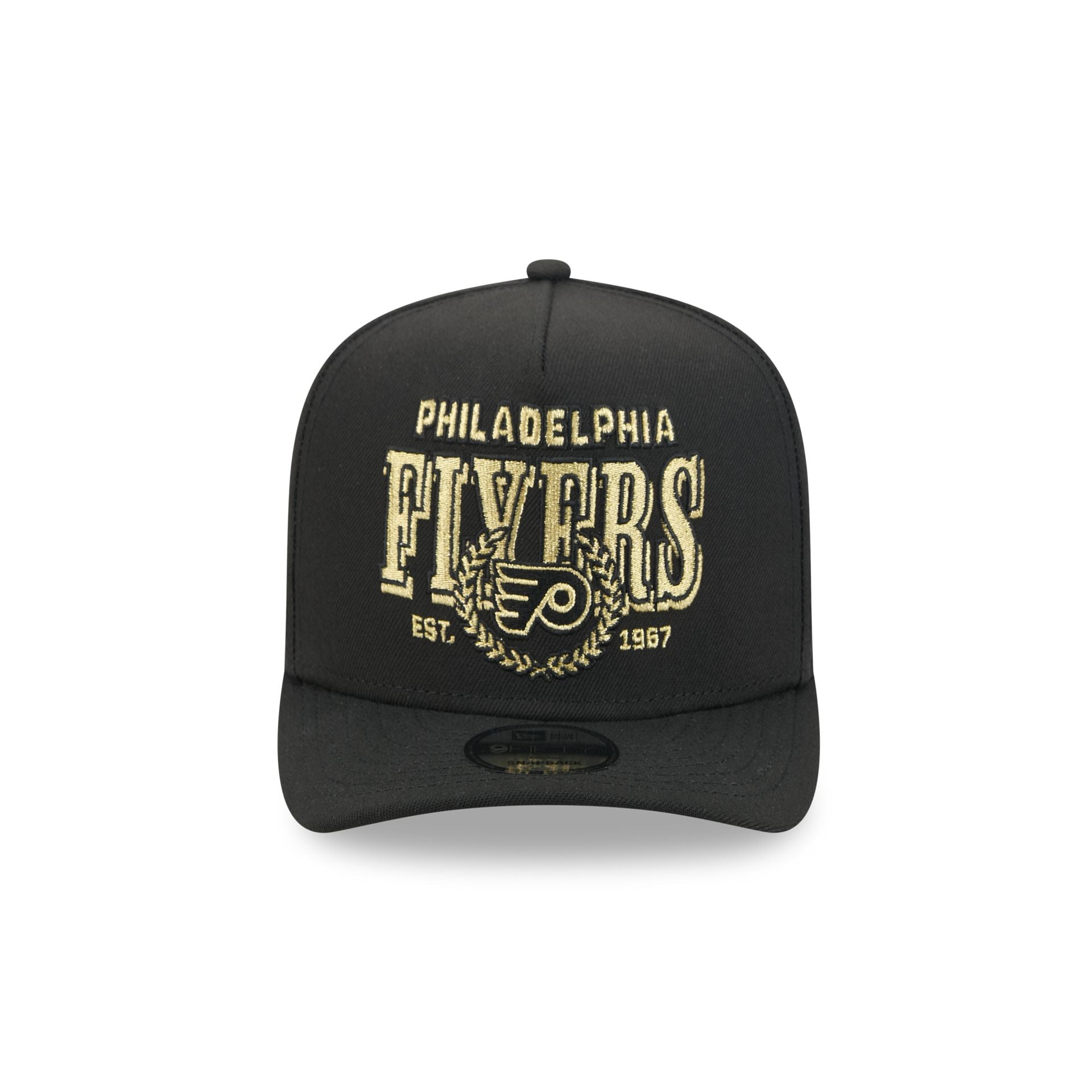 Philadelphia Flyers Gold Laurel Black 9FIFTY A-Frame Snapback Hat