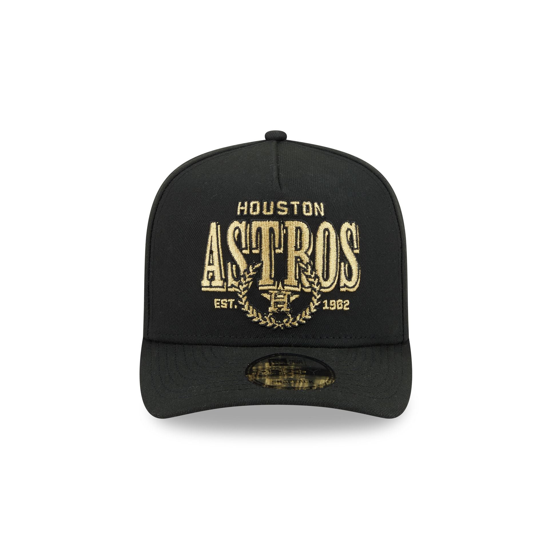 Houston Astros Gold Laurel Black 9FIFTY A-Frame Snapback Hat