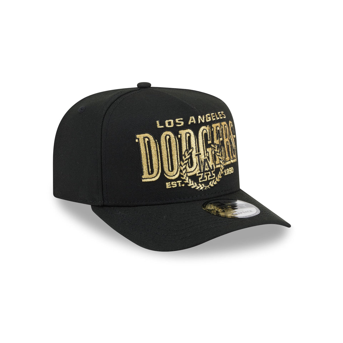 Los Angeles Dodgers Gold Laurel Black 9FIFTY A-Frame Snapback Hat