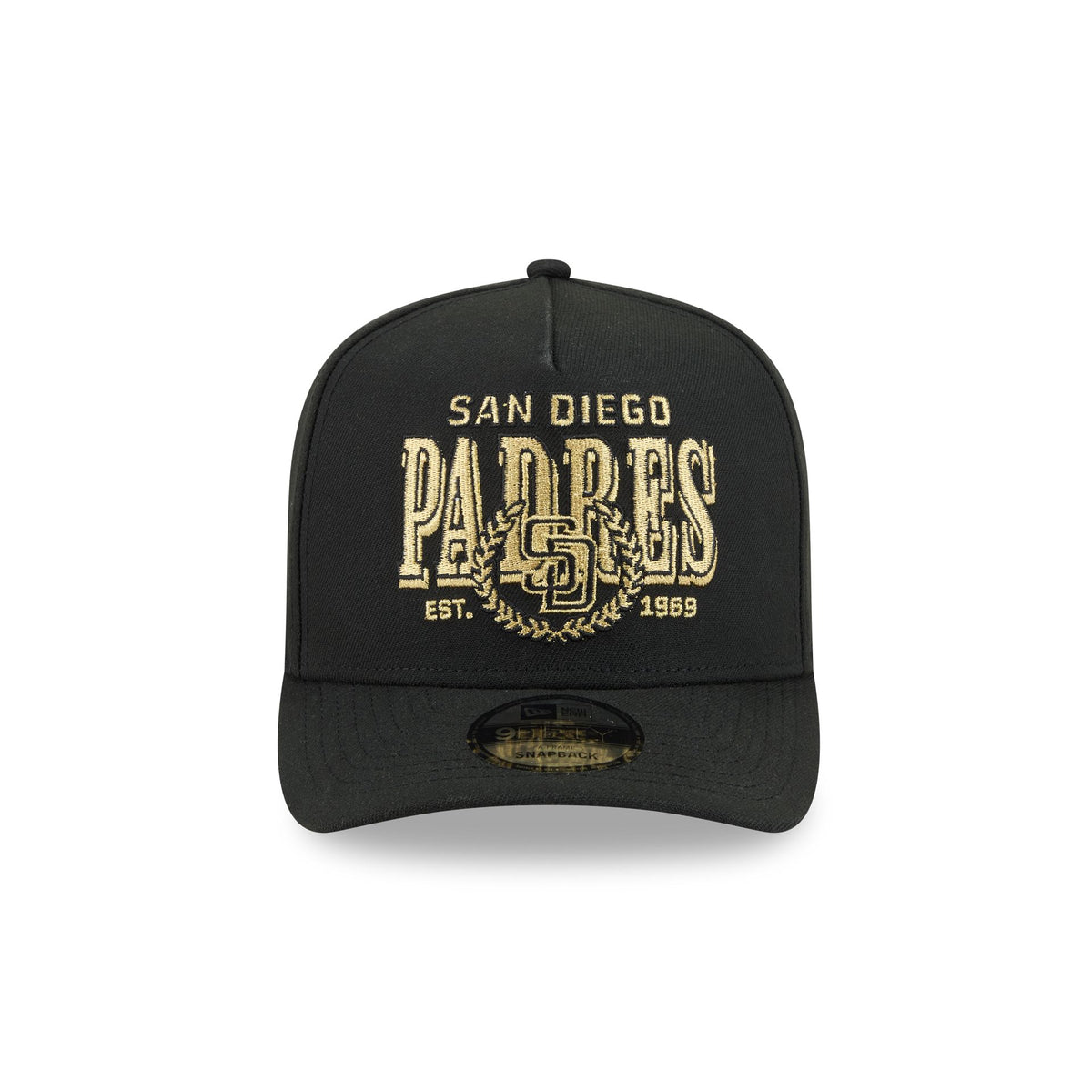 San Diego Padres Gold Laurel Black 9FIFTY A-Frame Snapback Hat