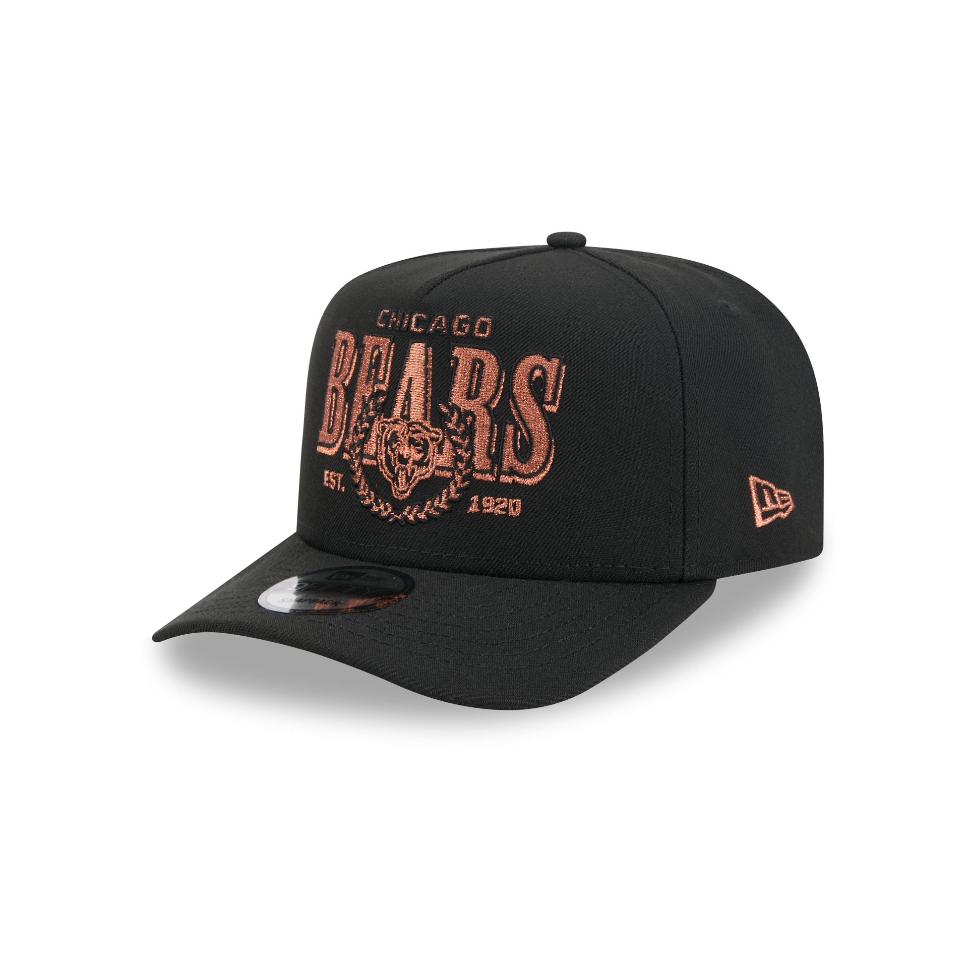 Chicago Bears Gold Laurel Black 9FIFTY A-Frame Snapback Hat