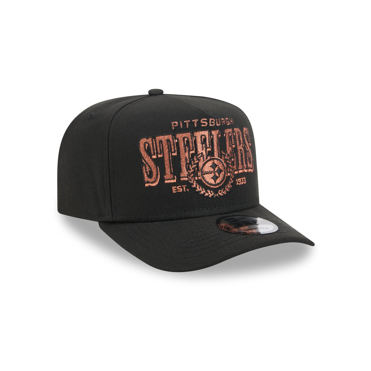 Pittsburgh Steelers Gold Laurel Black 9FIFTY A-Frame Snapback Hat