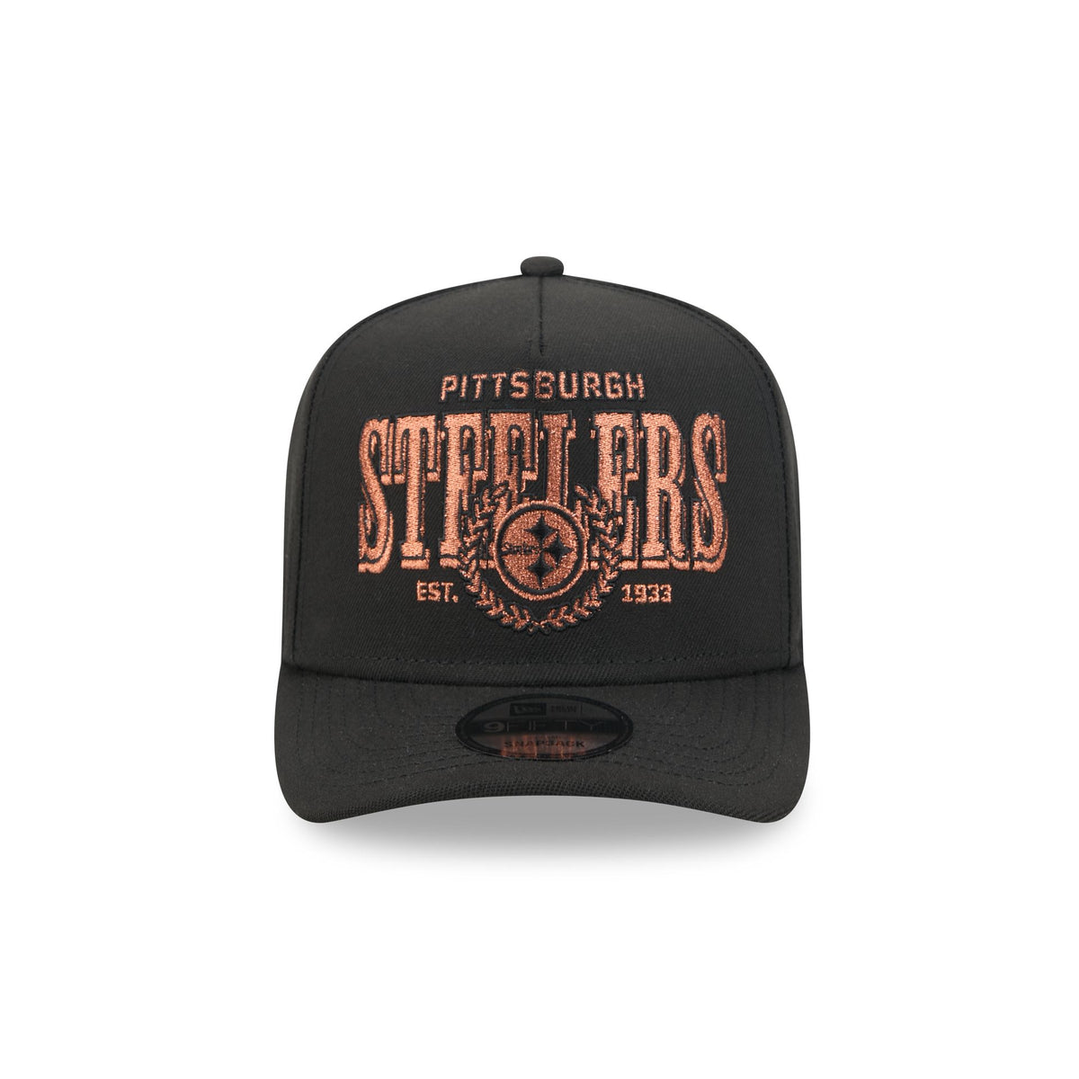 Pittsburgh Steelers Gold Laurel Black 9FIFTY A-Frame Snapback Hat