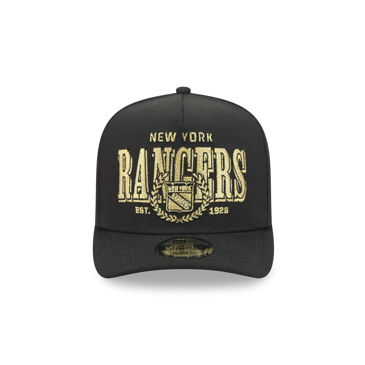 New York Rangers Gold Laurel Black 9FIFTY A-Frame Snapback Hat