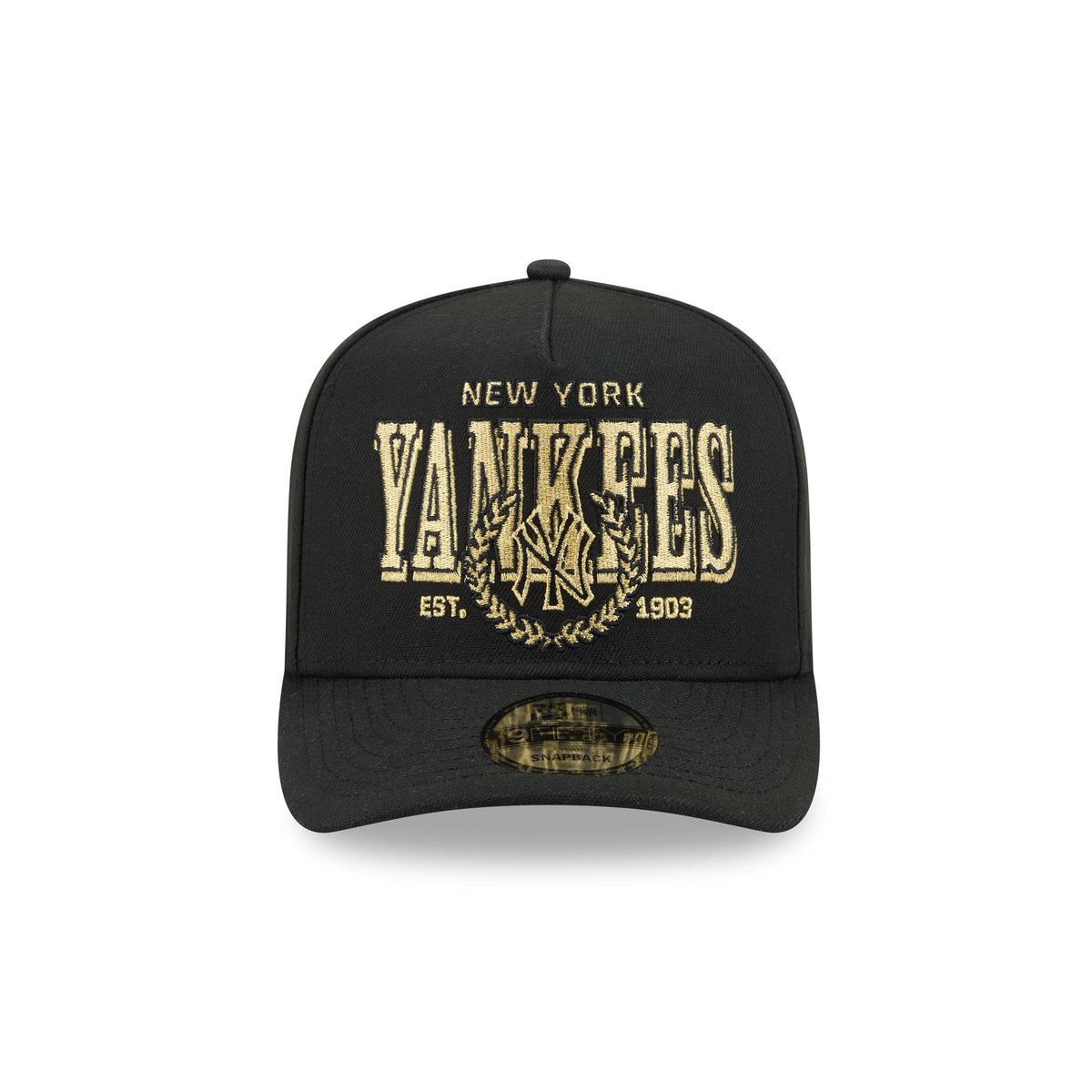 New York Yankees Gold Laurel Black 9FIFTY A-Frame Snapback Hat