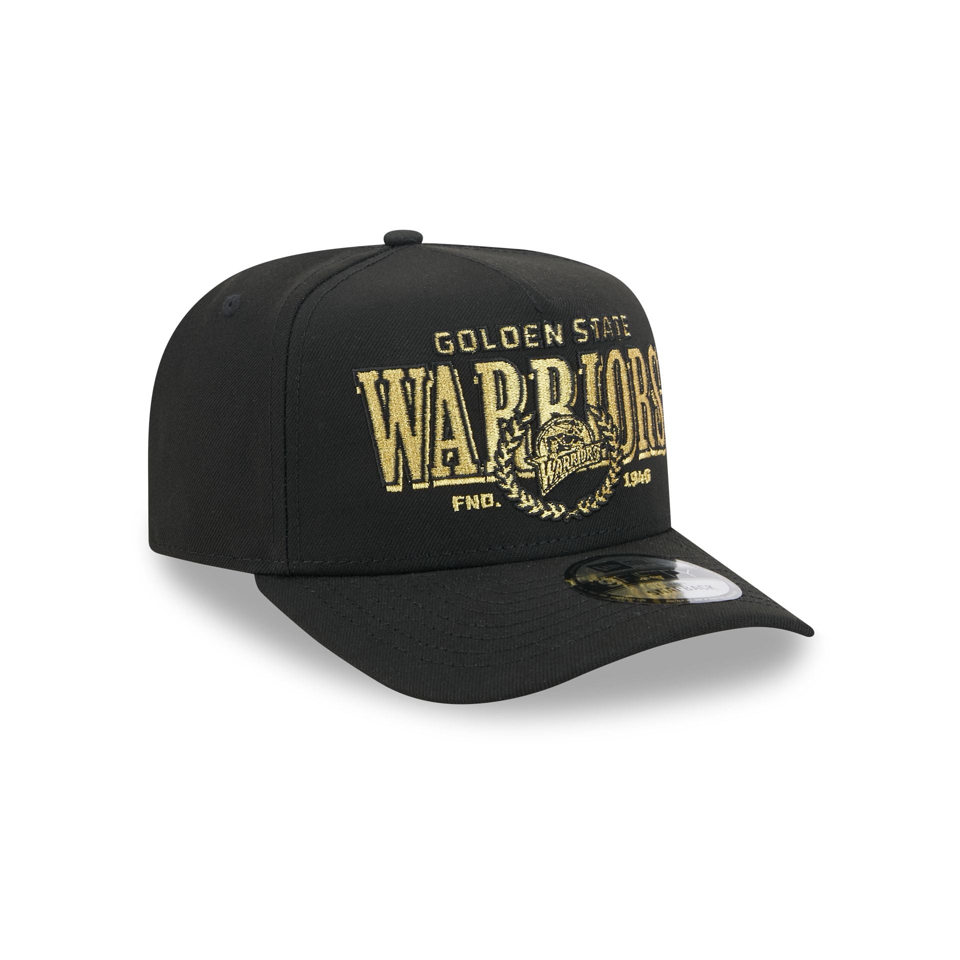 Golden State Warriors Gold Laurel Black 9FIFTY A-Frame Snapback Hat