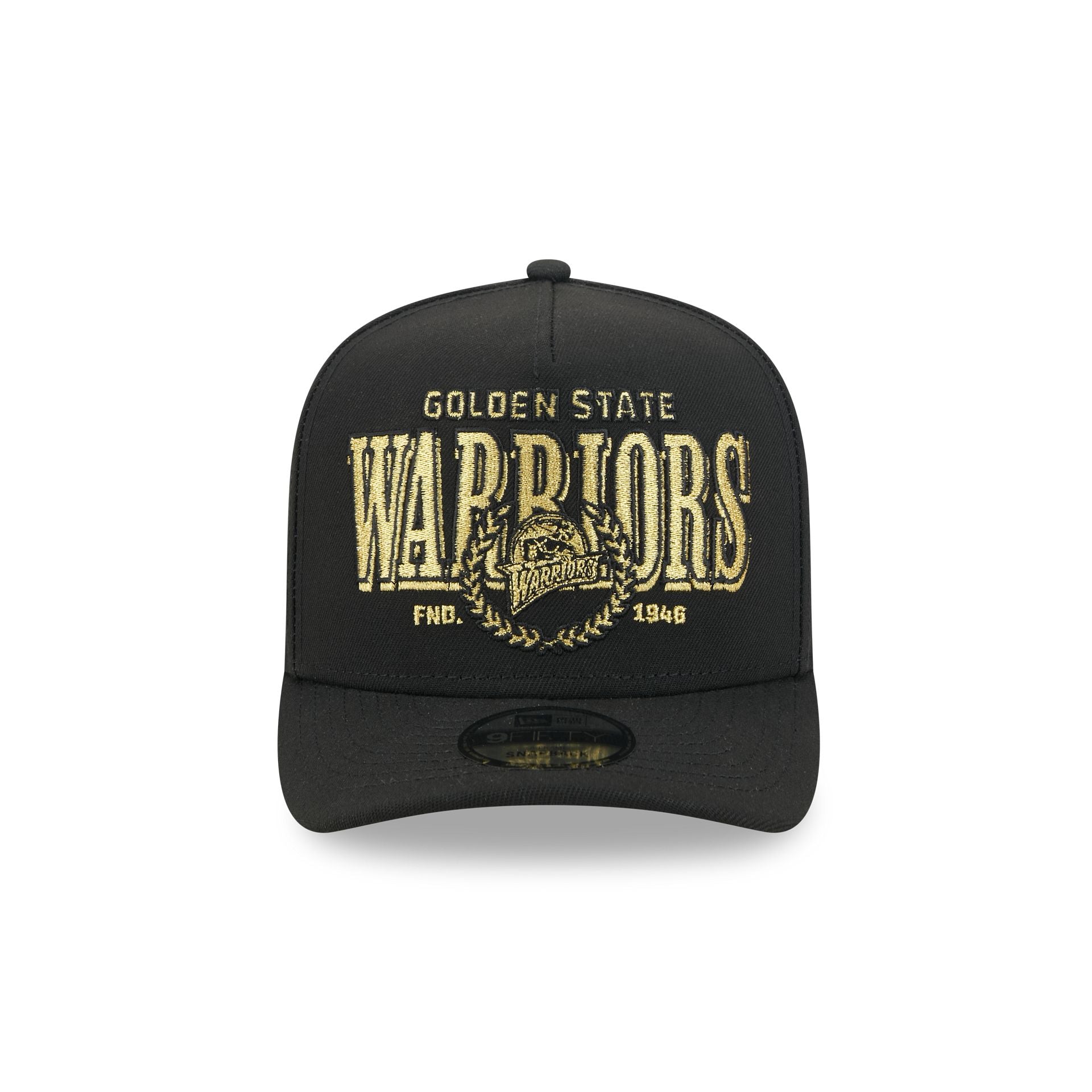 Golden State Warriors Gold Laurel Black 9FIFTY A-Frame Snapback Hat