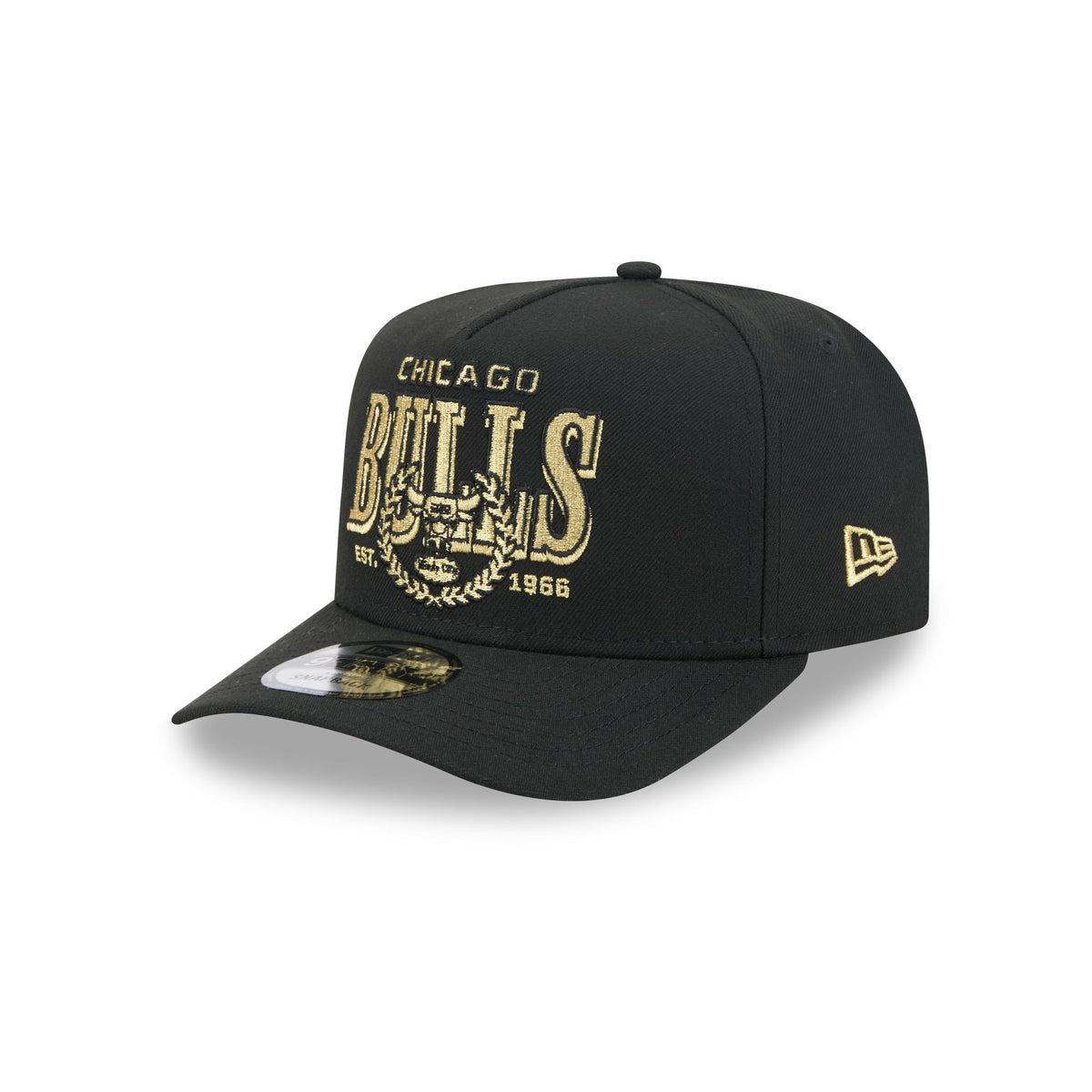 Chicago Bulls Gold Laurel Black 9FIFTY A-Frame Snapback Hat