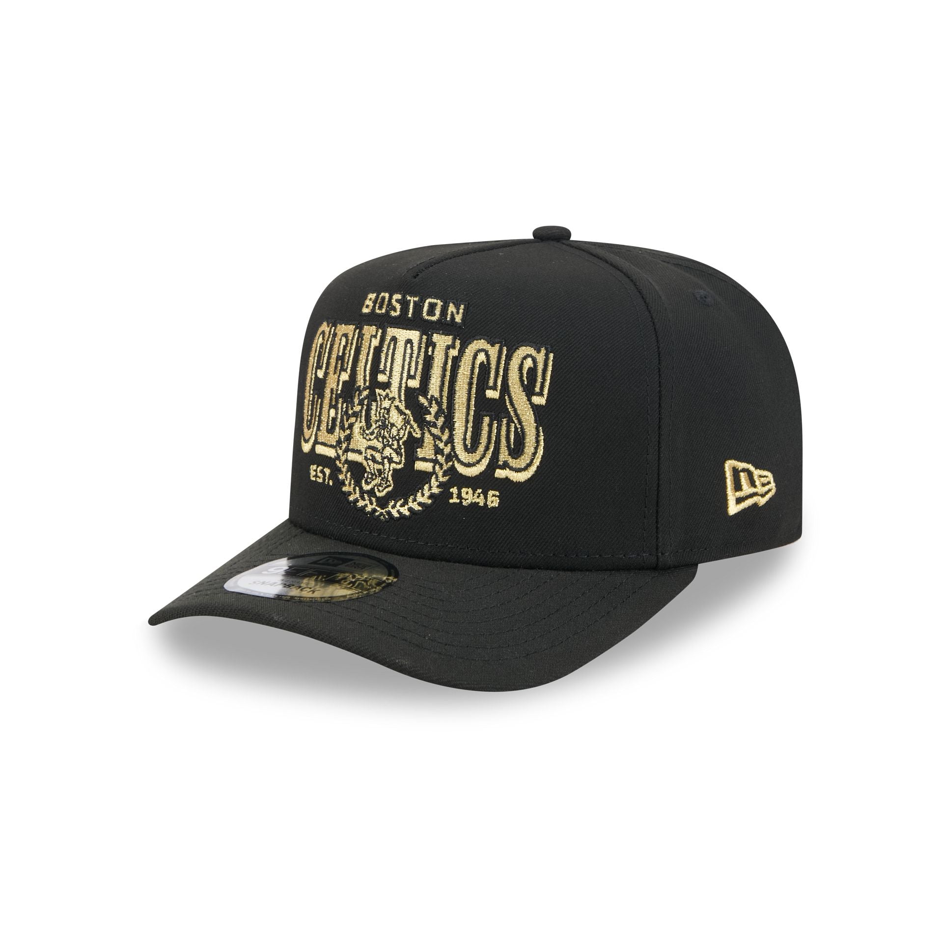 Boston Celtics Gold Laurel Black 9FIFTY A-Frame Snapback Hat