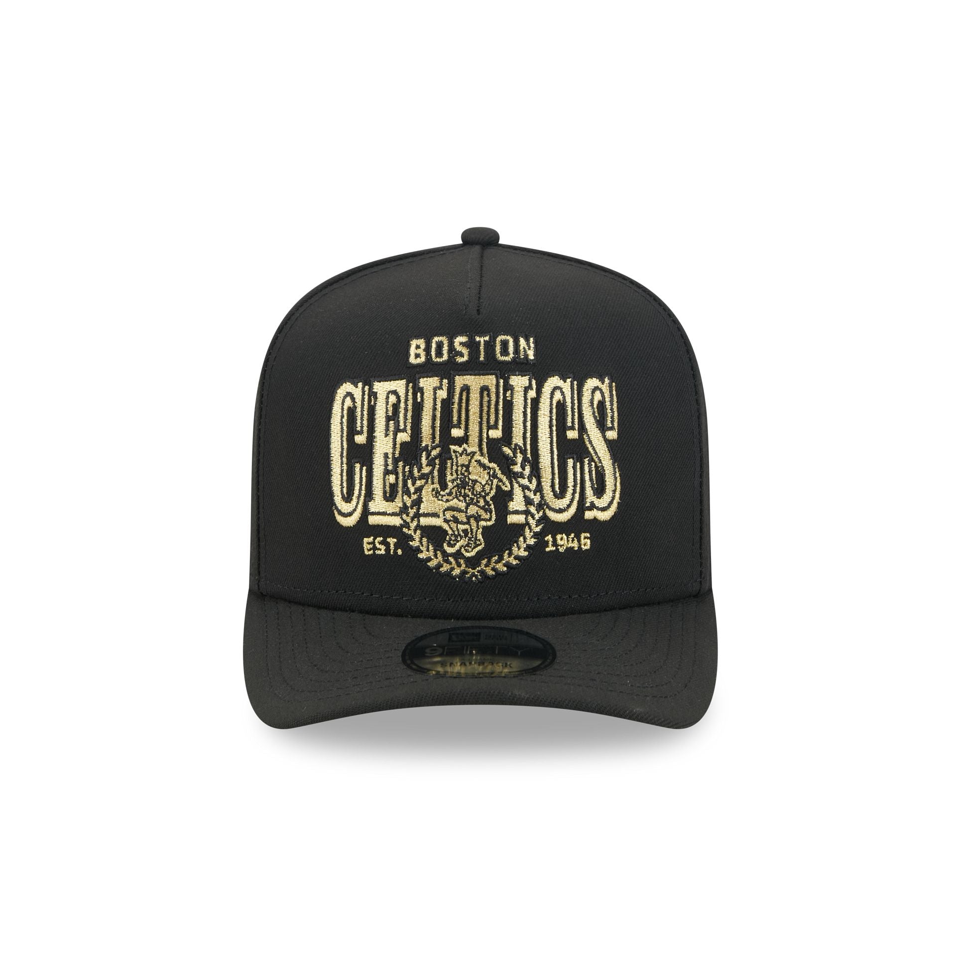 Boston Celtics Gold Laurel Black 9FIFTY A-Frame Snapback Hat