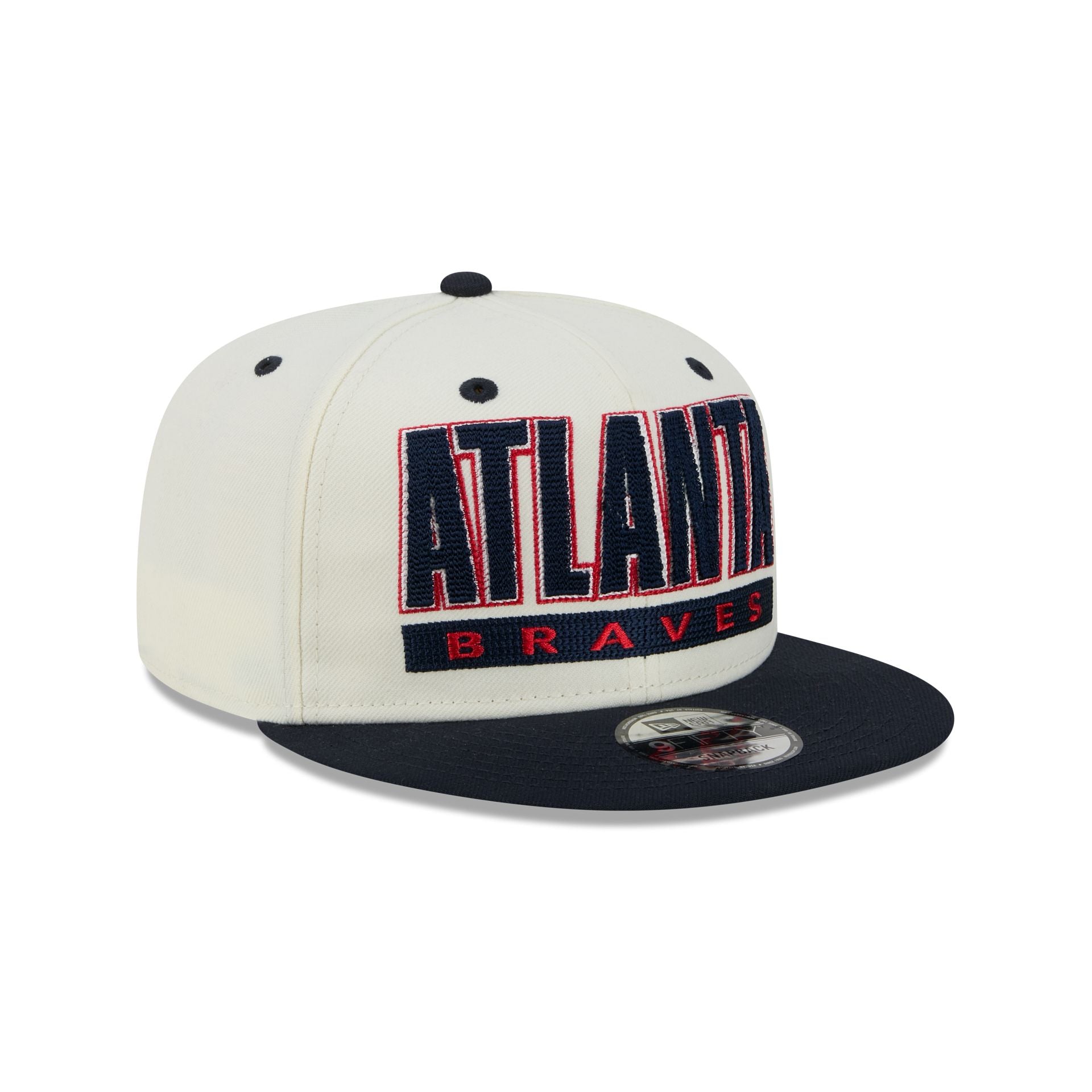 Atlanta Braves Classic Stacked Chrome 9FIFTY Snapback Hat – New