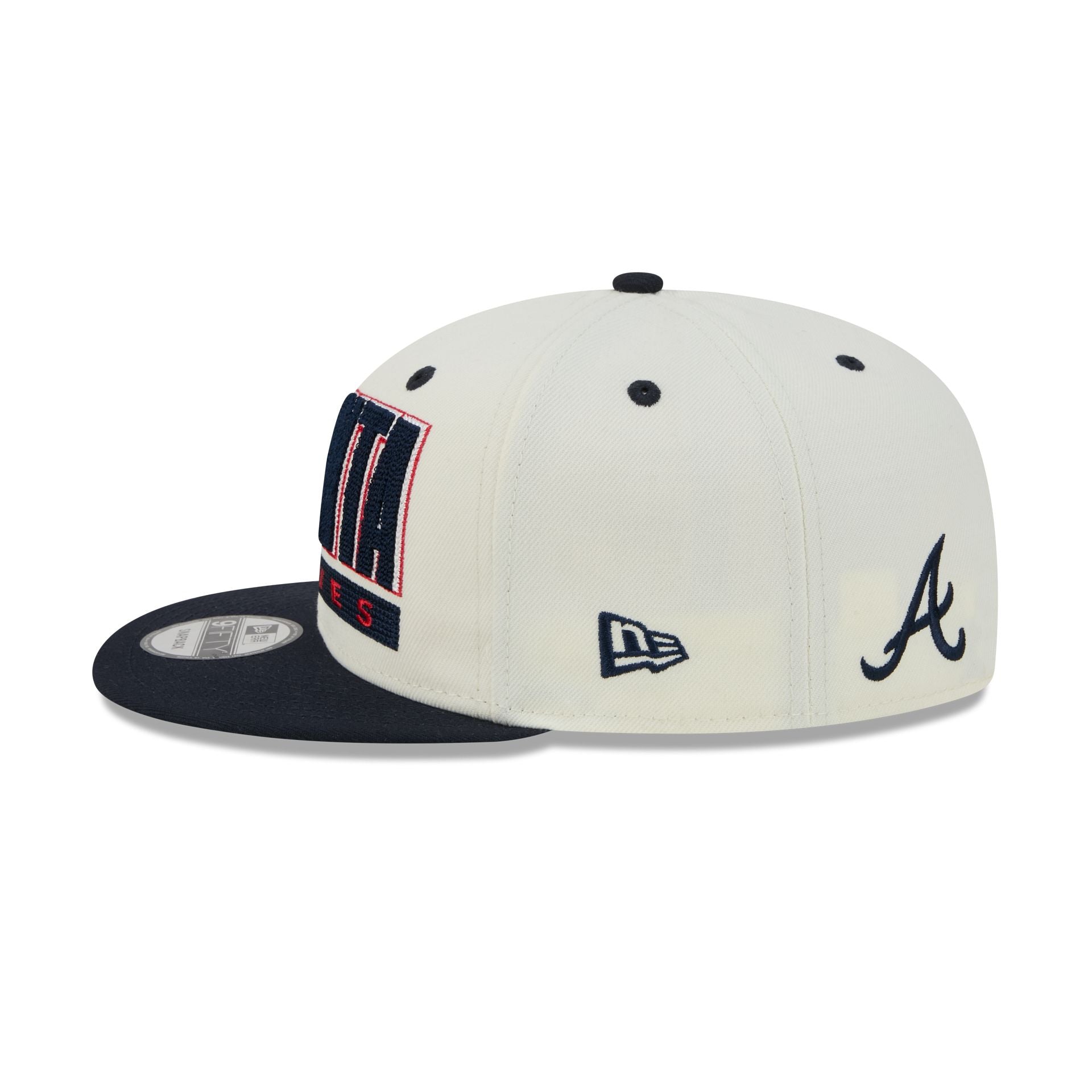 Atlanta Braves Classic Stacked Chrome 9FIFTY Snapback Hat – New