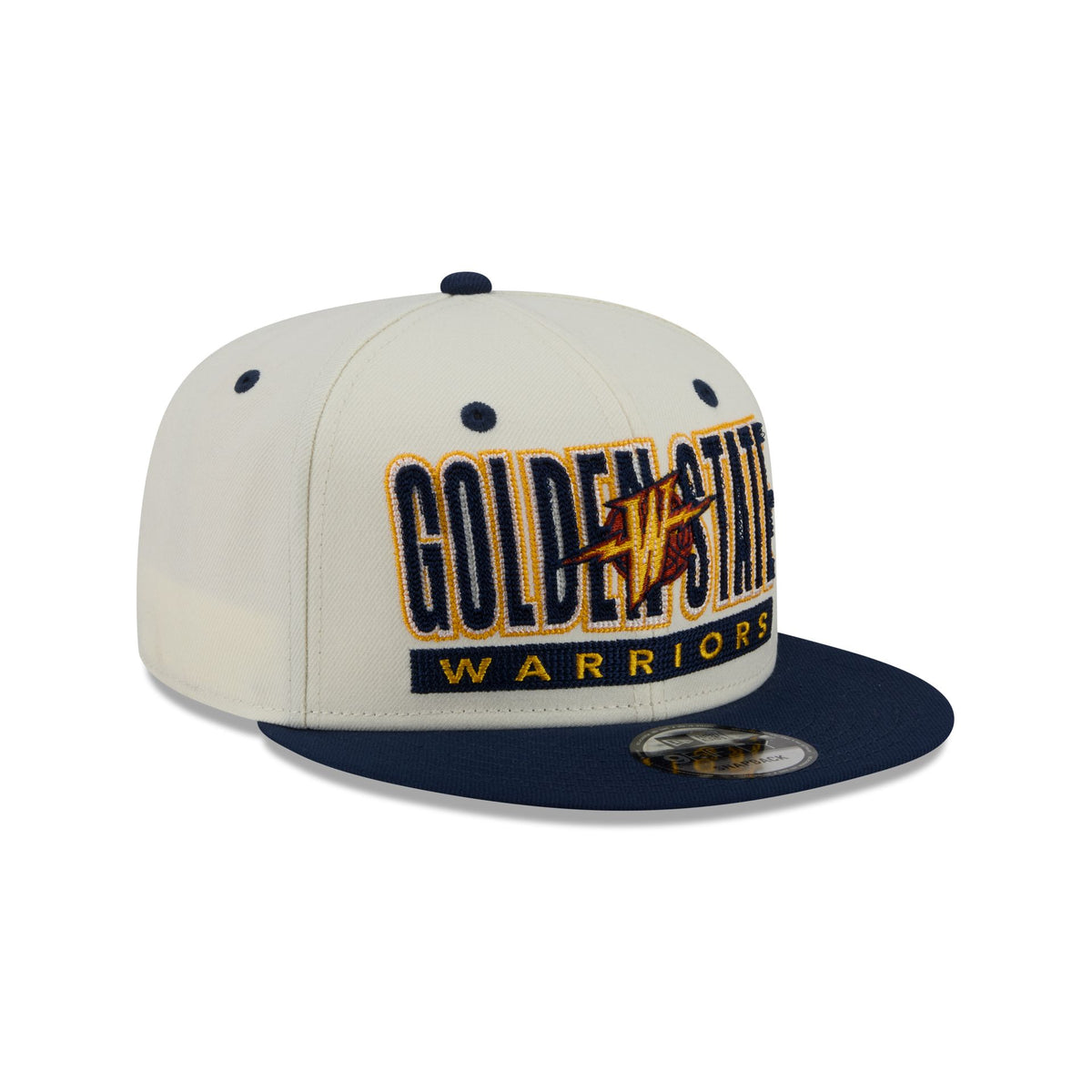 Golden State Warriors Classic Stacked Chrome 9FIFTY Snapback Hat