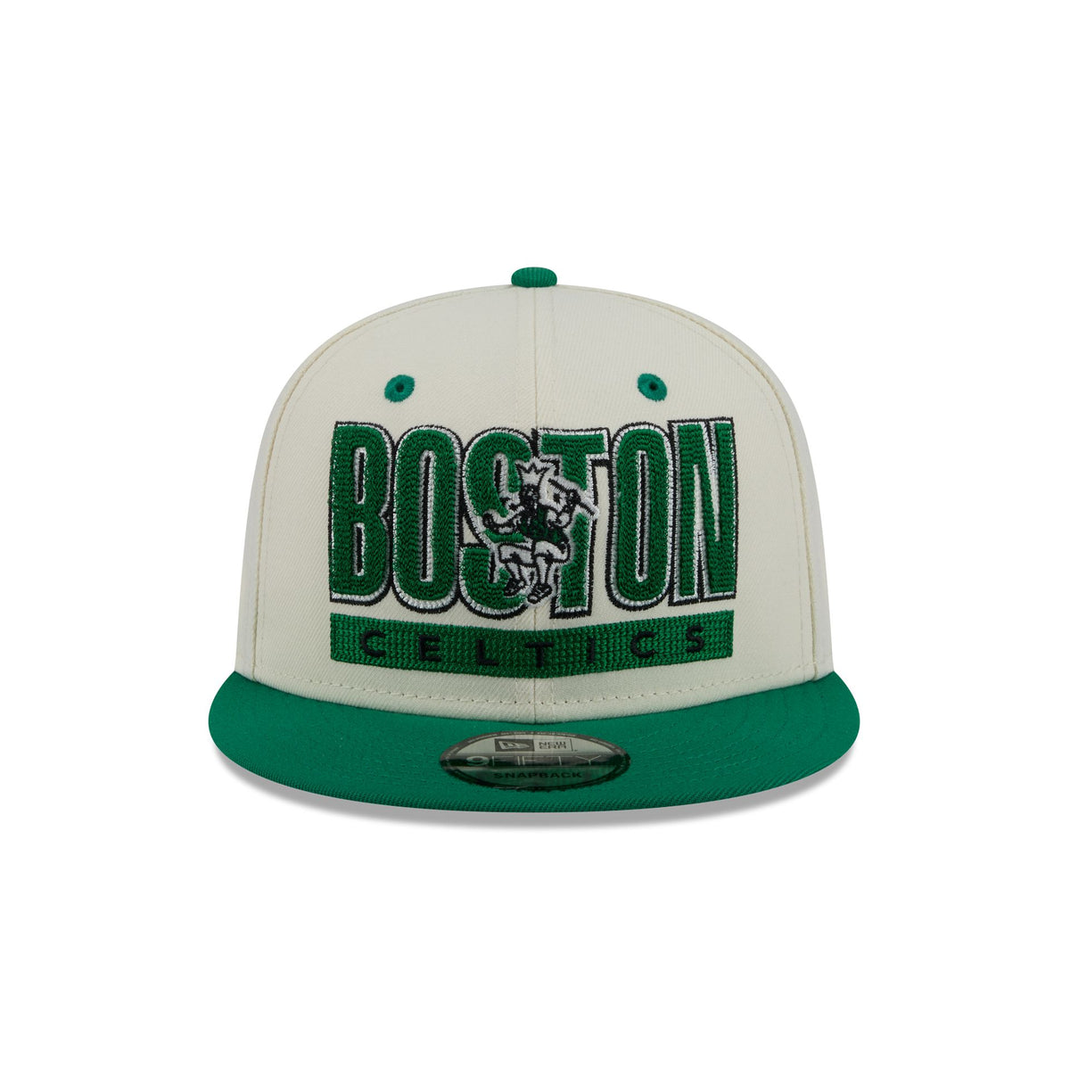Boston Celtics Classic Stacked Chrome 9FIFTY Snapback Hat
