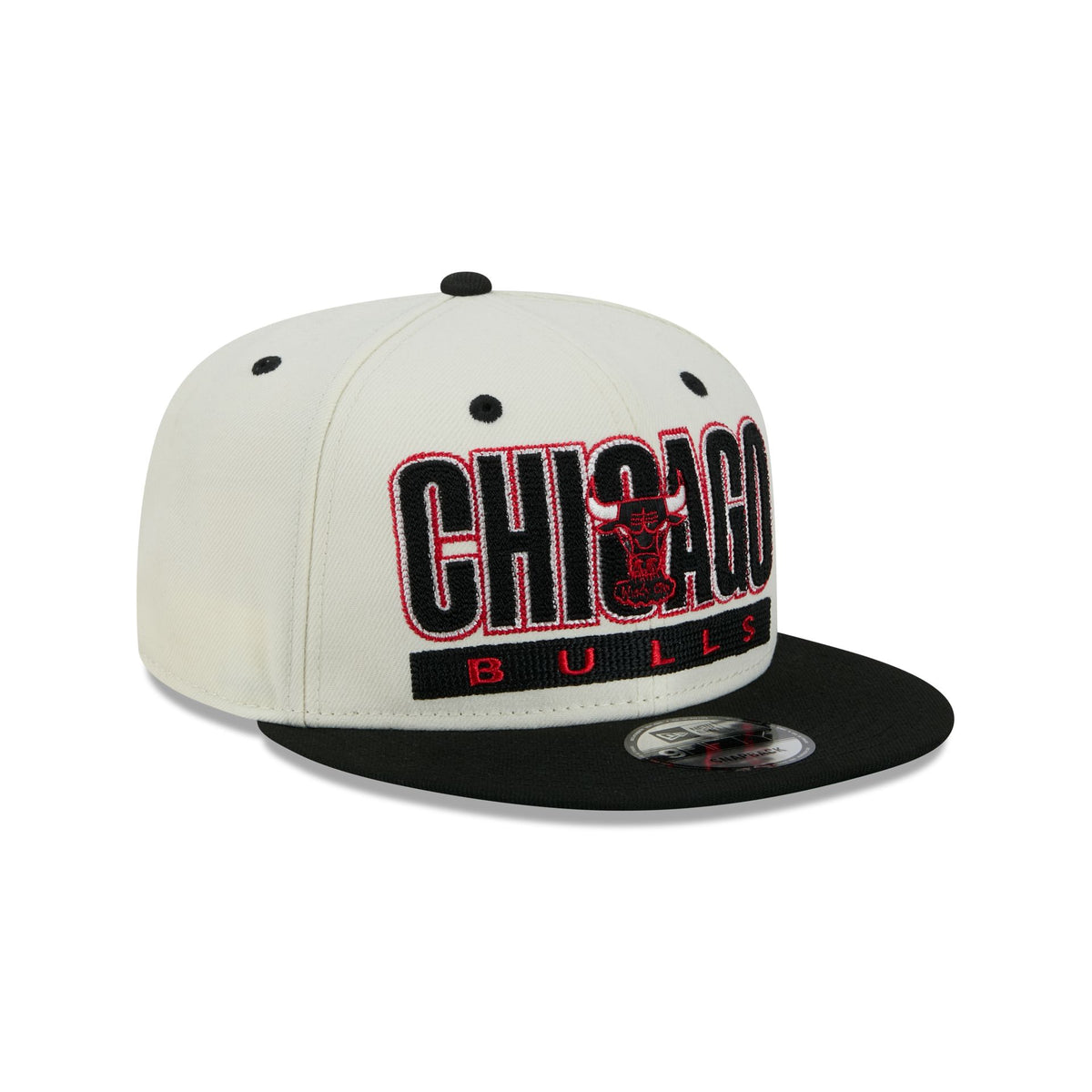 Chicago Bulls Classic Stacked Chrome 9FIFTY Snapback Hat