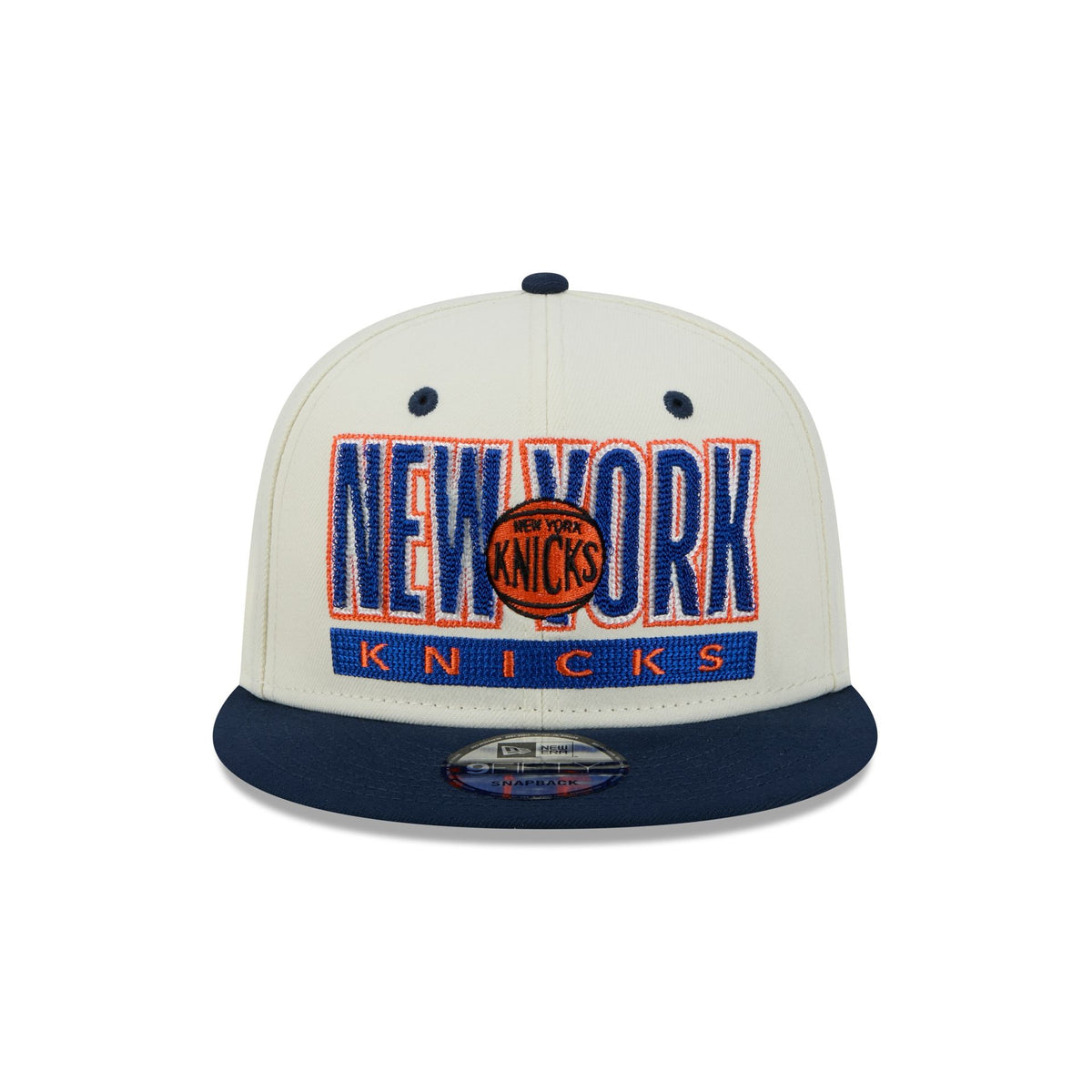 New York Knicks Classic Stacked Chrome 9FIFTY Snapback Hat