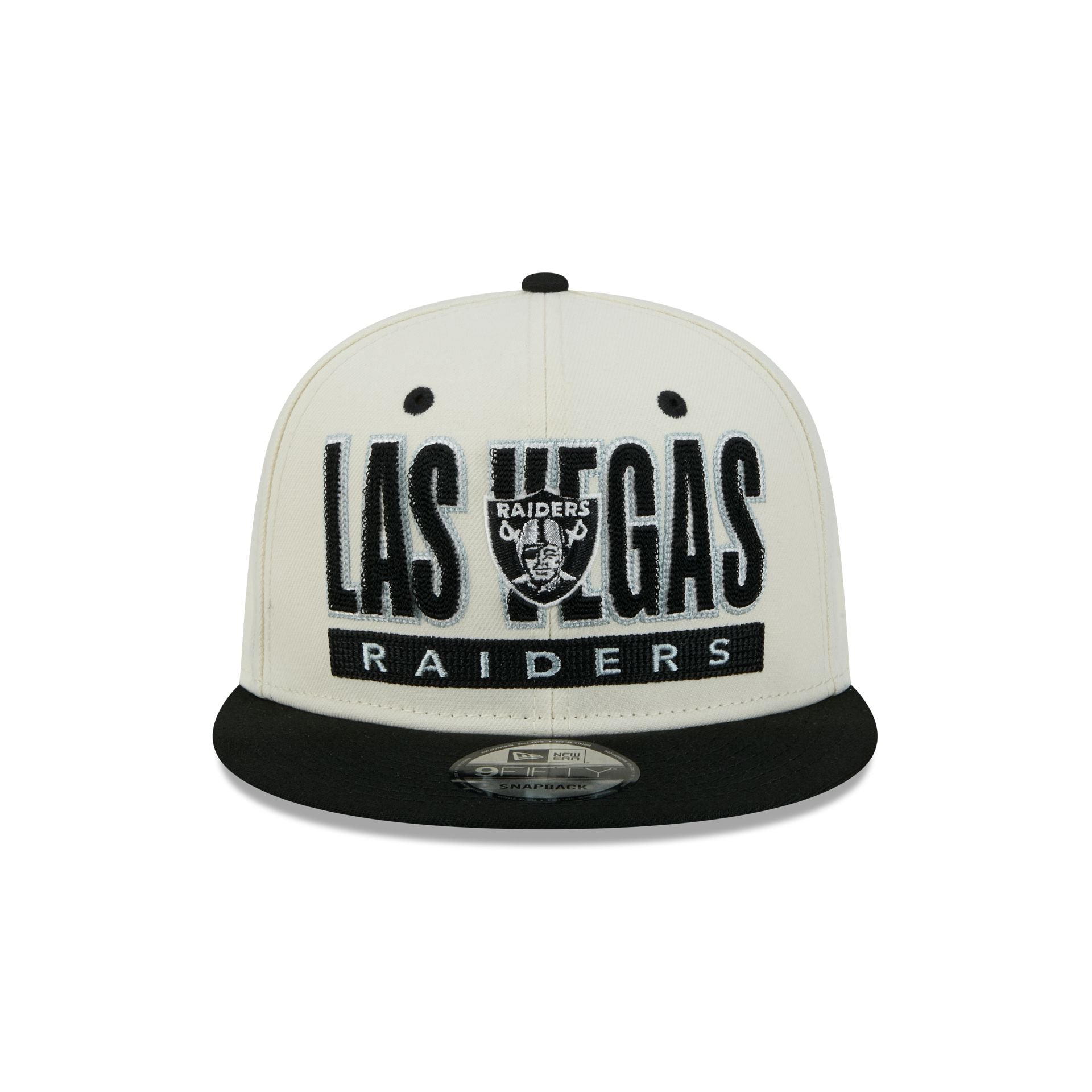 Las Vegas Raiders Classic Stacked Chrome 9FIFTY Snapback Hat – New