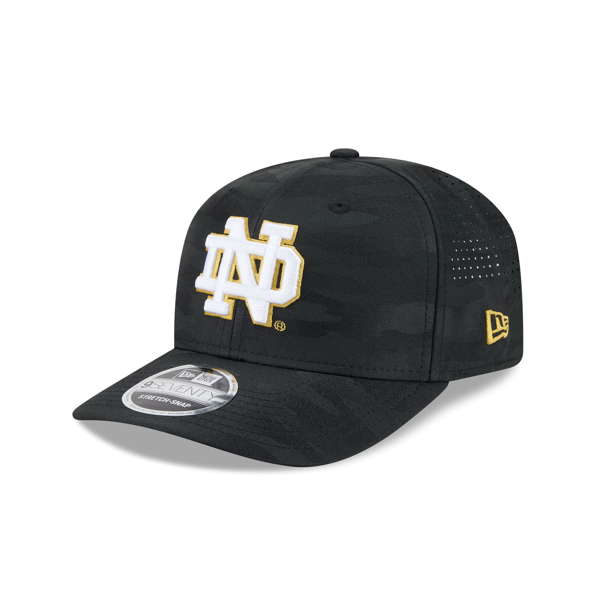 Notre Dame Fighting Irish Black Camo Performance 9SEVENTY Stretch-Snap Hat