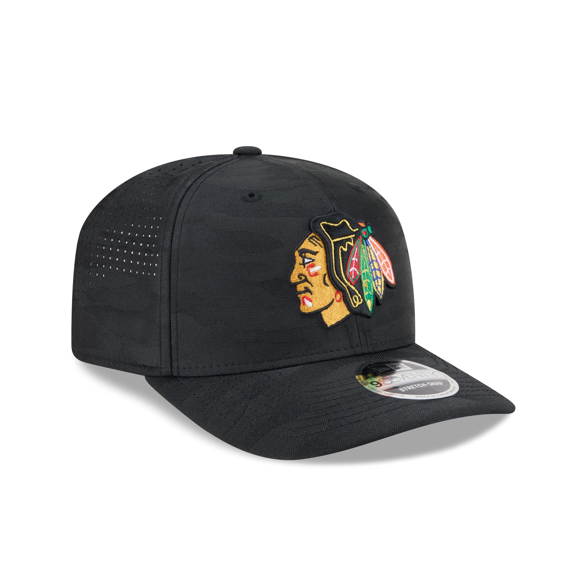 Chicago Blackhawks Black Camo Performance 9SEVENTY Stretch-Snap Hat
