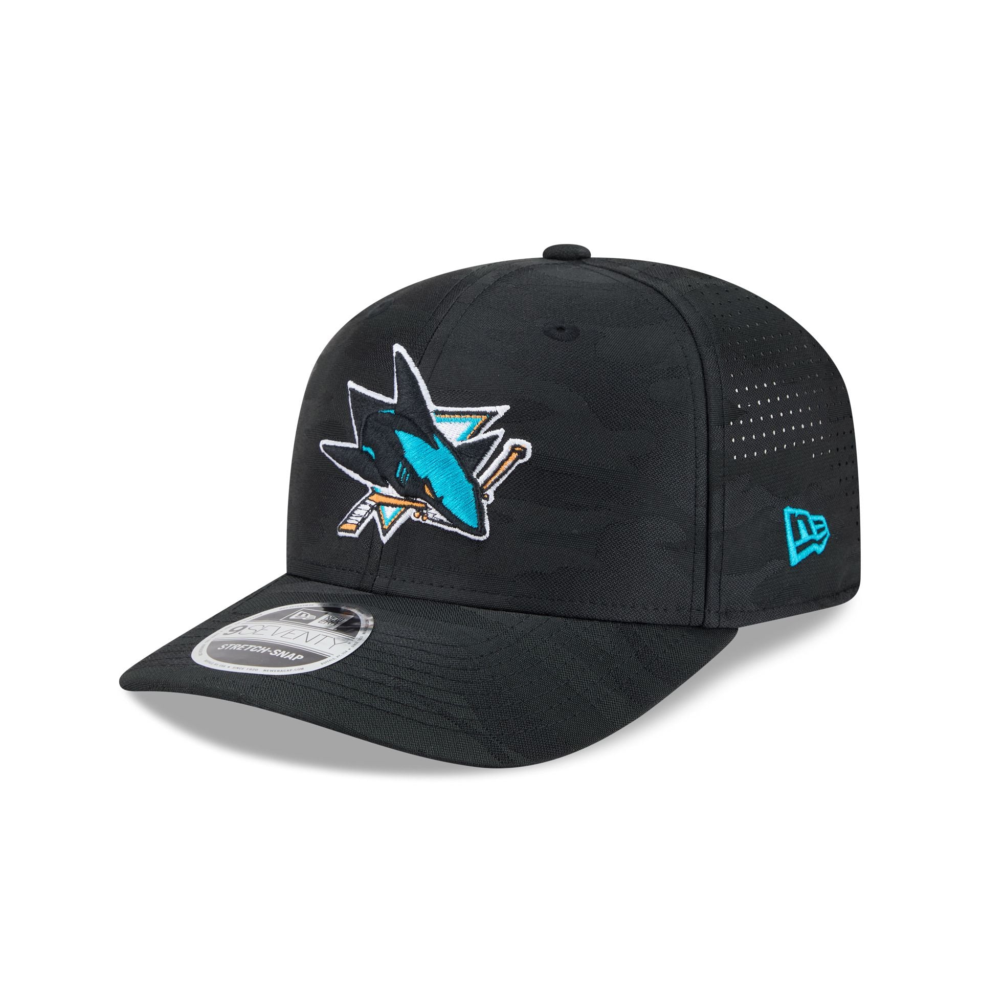 San Jose Sharks Black Camo Performance 9SEVENTY Stretch-Snap Hat