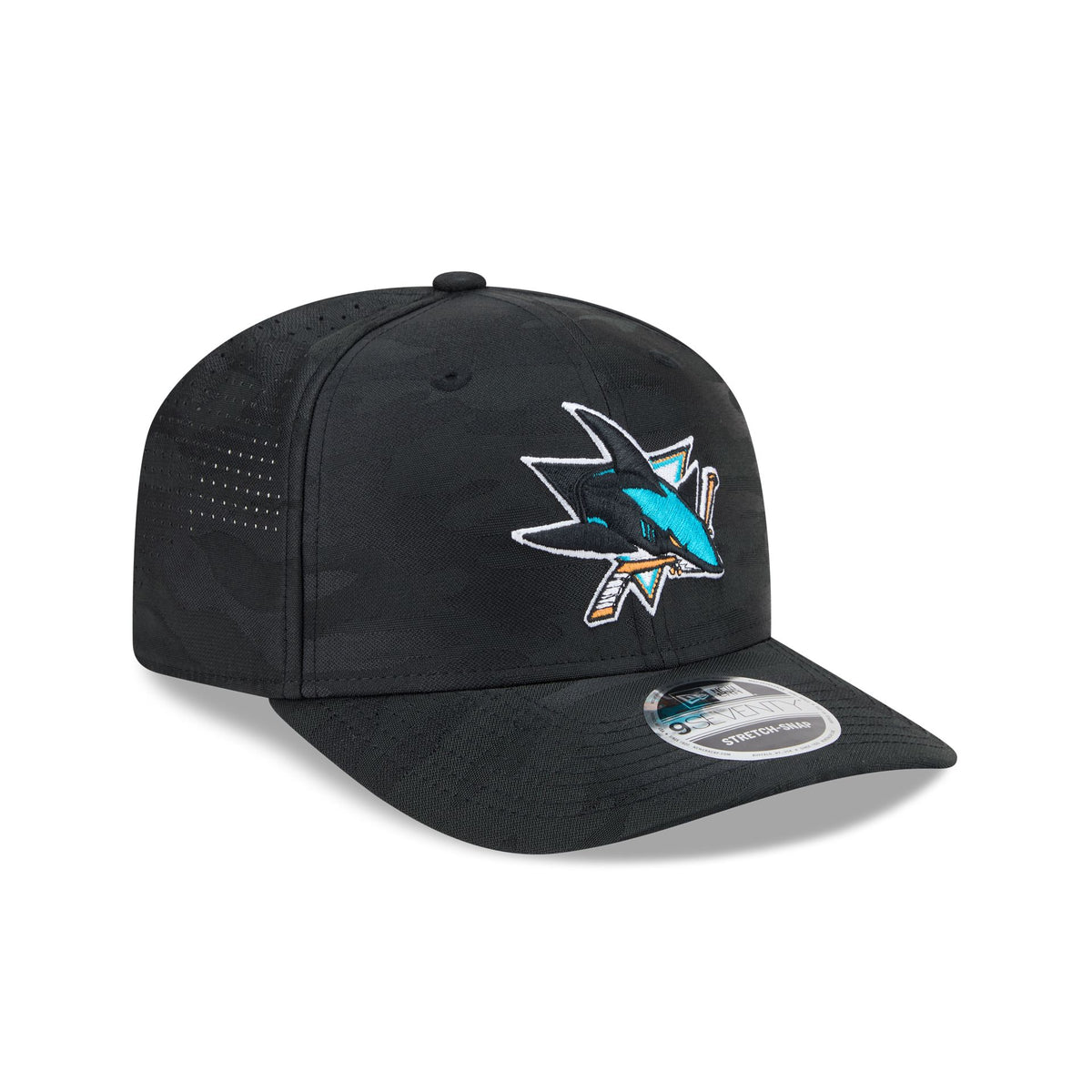 San Jose Sharks Black Camo Performance 9SEVENTY Stretch-Snap Hat