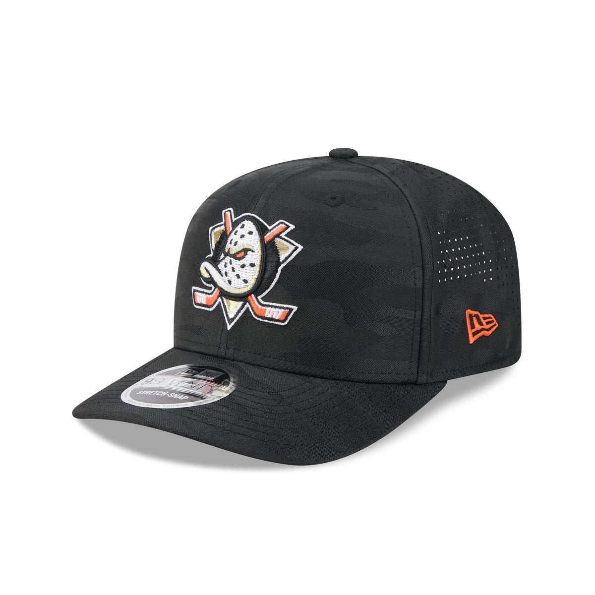 Anaheim Ducks Black Camo Performance 9SEVENTY Stretch-Snap Hat
