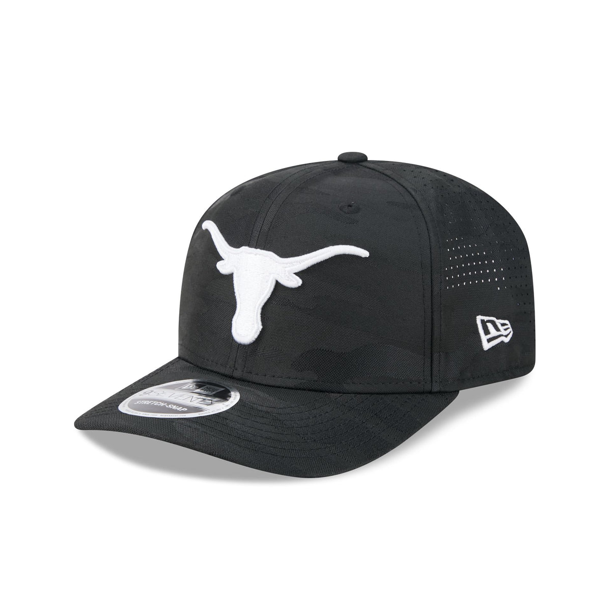 Texas Longhorns Black Camo Performance 9SEVENTY Stretch-Snap Hat