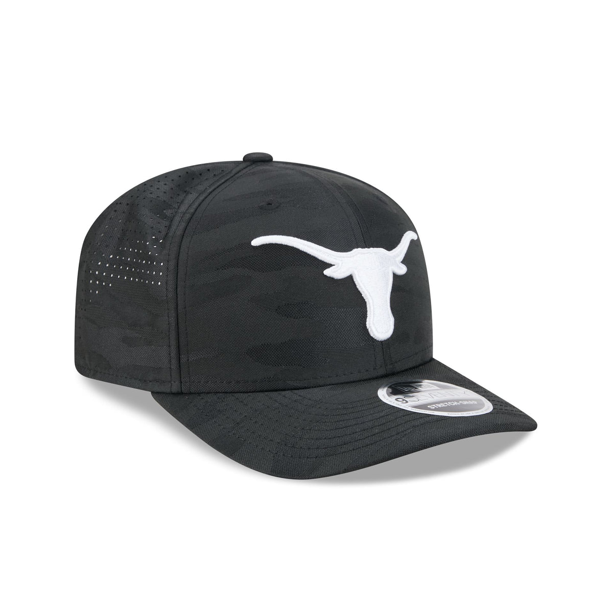 Texas Longhorns Black Camo Performance 9SEVENTY Stretch-Snap Hat