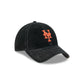 New York Mets Washed Black Corduroy Casual Classic Adjustable Hat