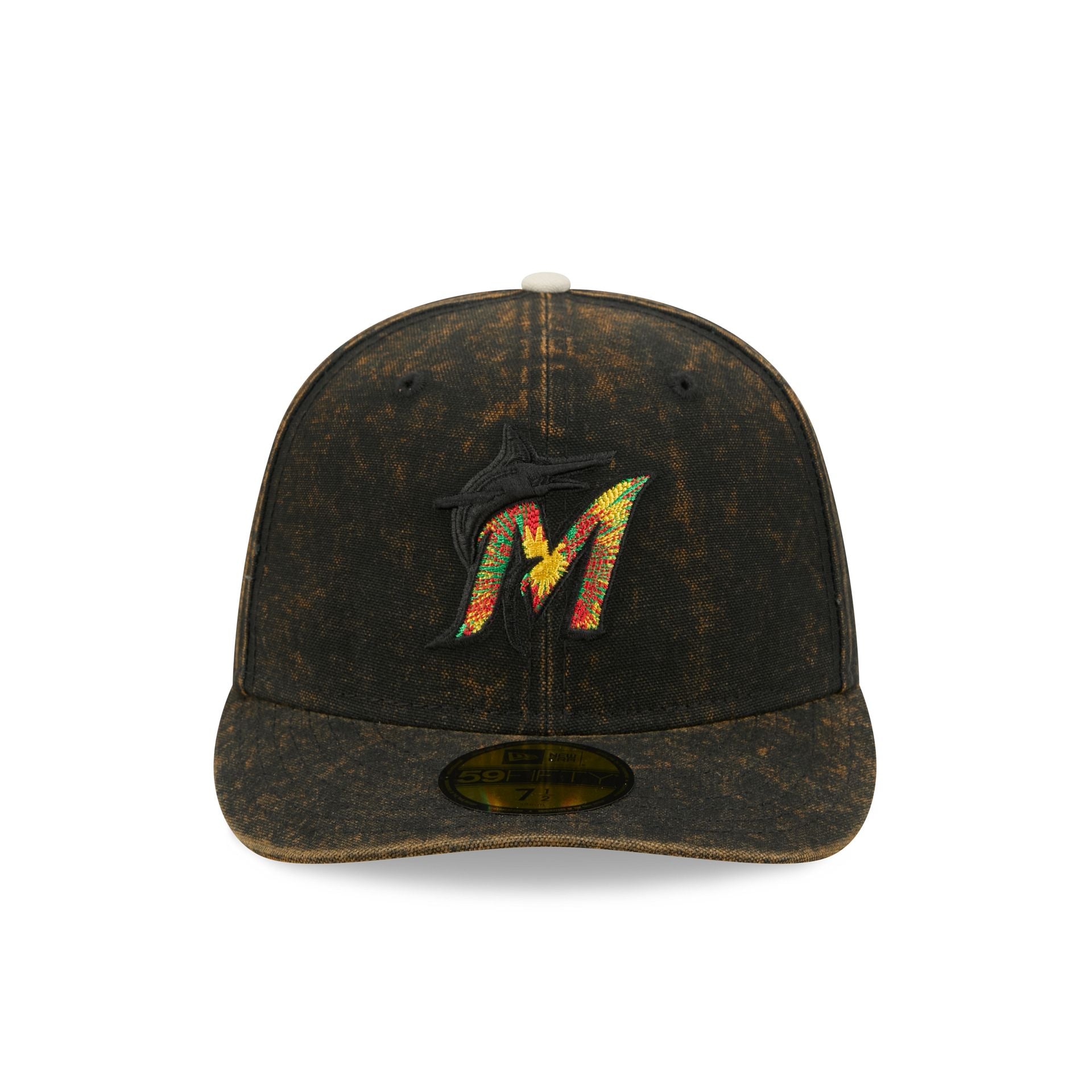 Just Caps Tie Dye Logo Miami Marlins 59FIFTY Fitted Hat