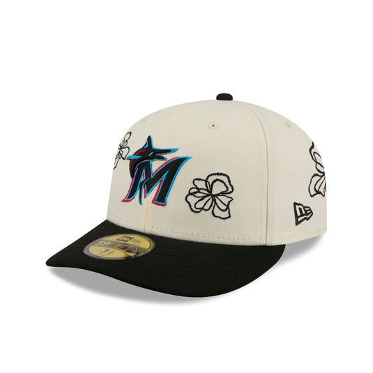 Miami Marlins Floral Outline 59FIFTY Fitted Hat - New Era Cap
