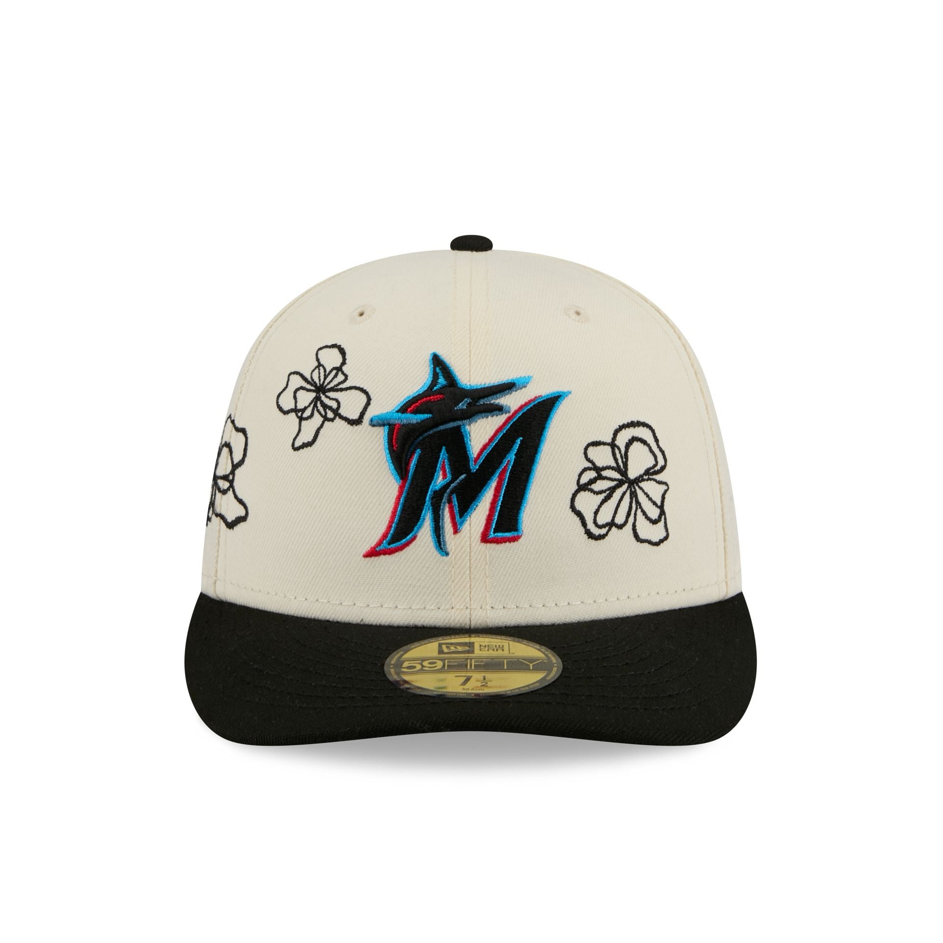 Miami Marlins Floral Outline 59FIFTY Fitted Hat