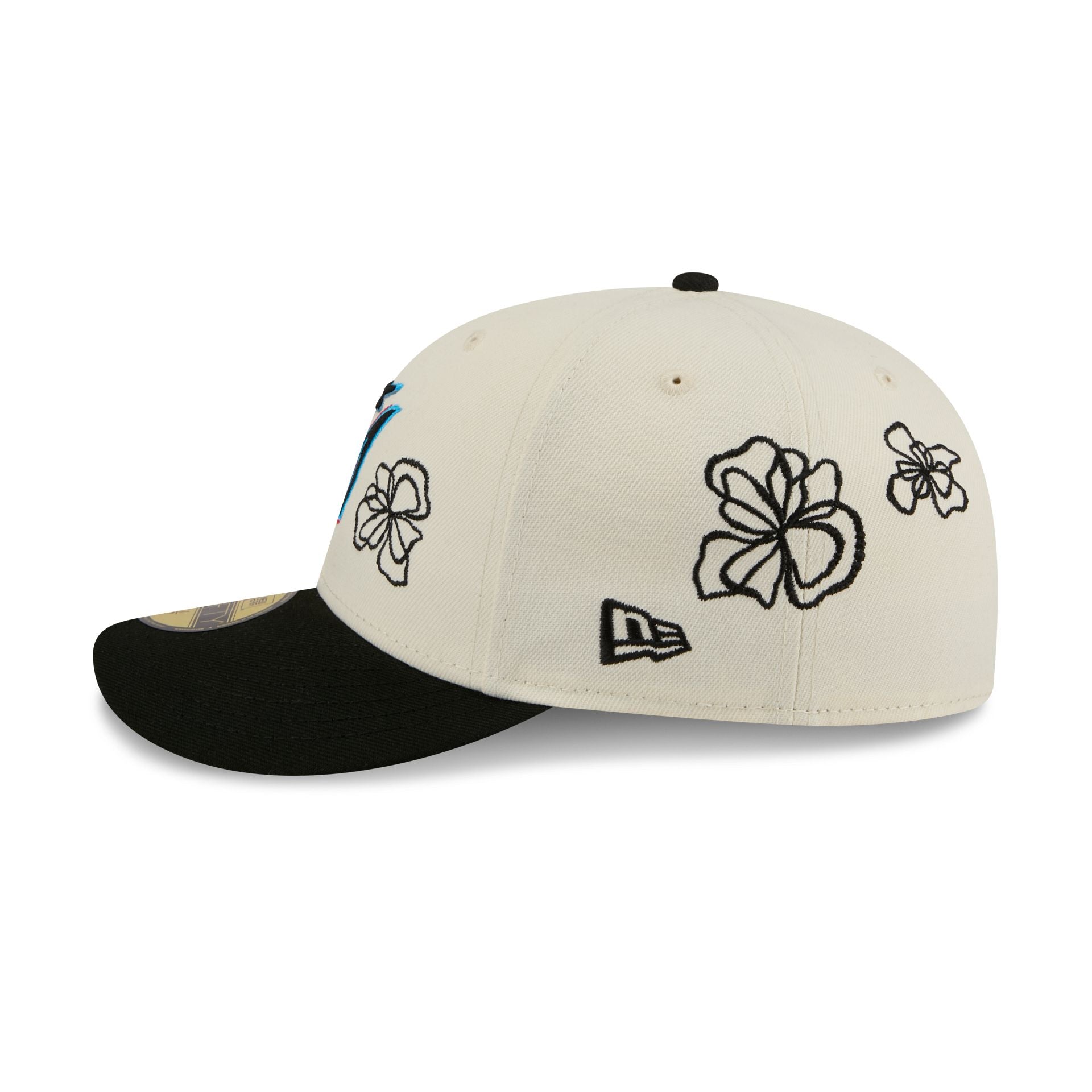 Miami Marlins Floral Outline 59FIFTY Fitted Hat