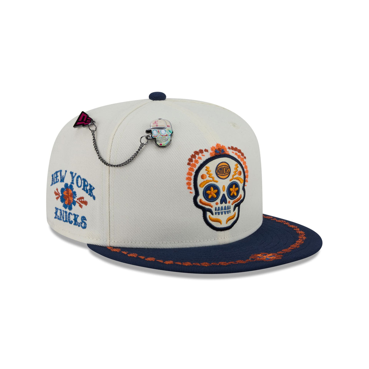 New York Knicks Day of the Dead Chrome White 59FIFTY Fitted Hat