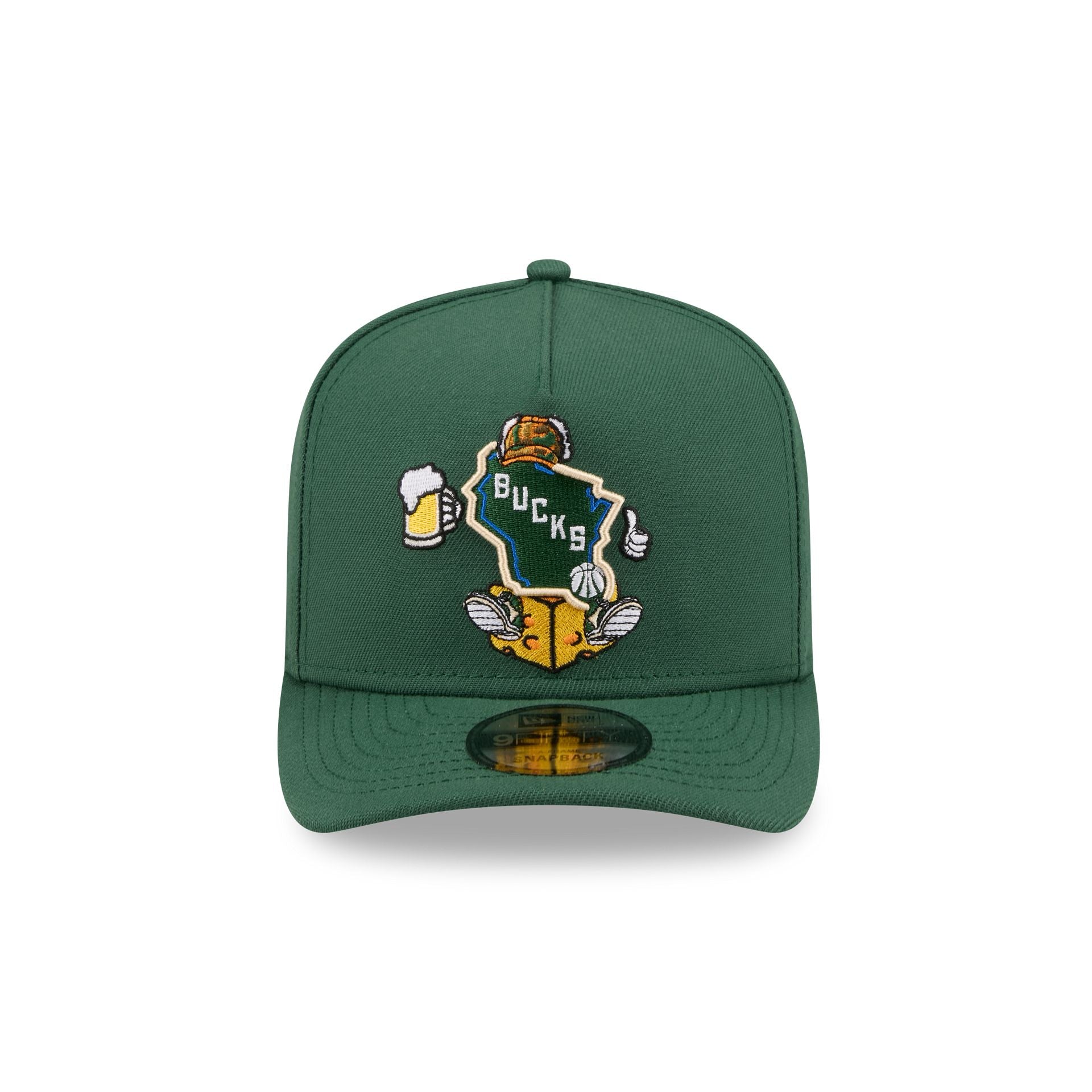 Milwaukee Bucks Cartoon 9FIFTY A-Frame Snapback Hat