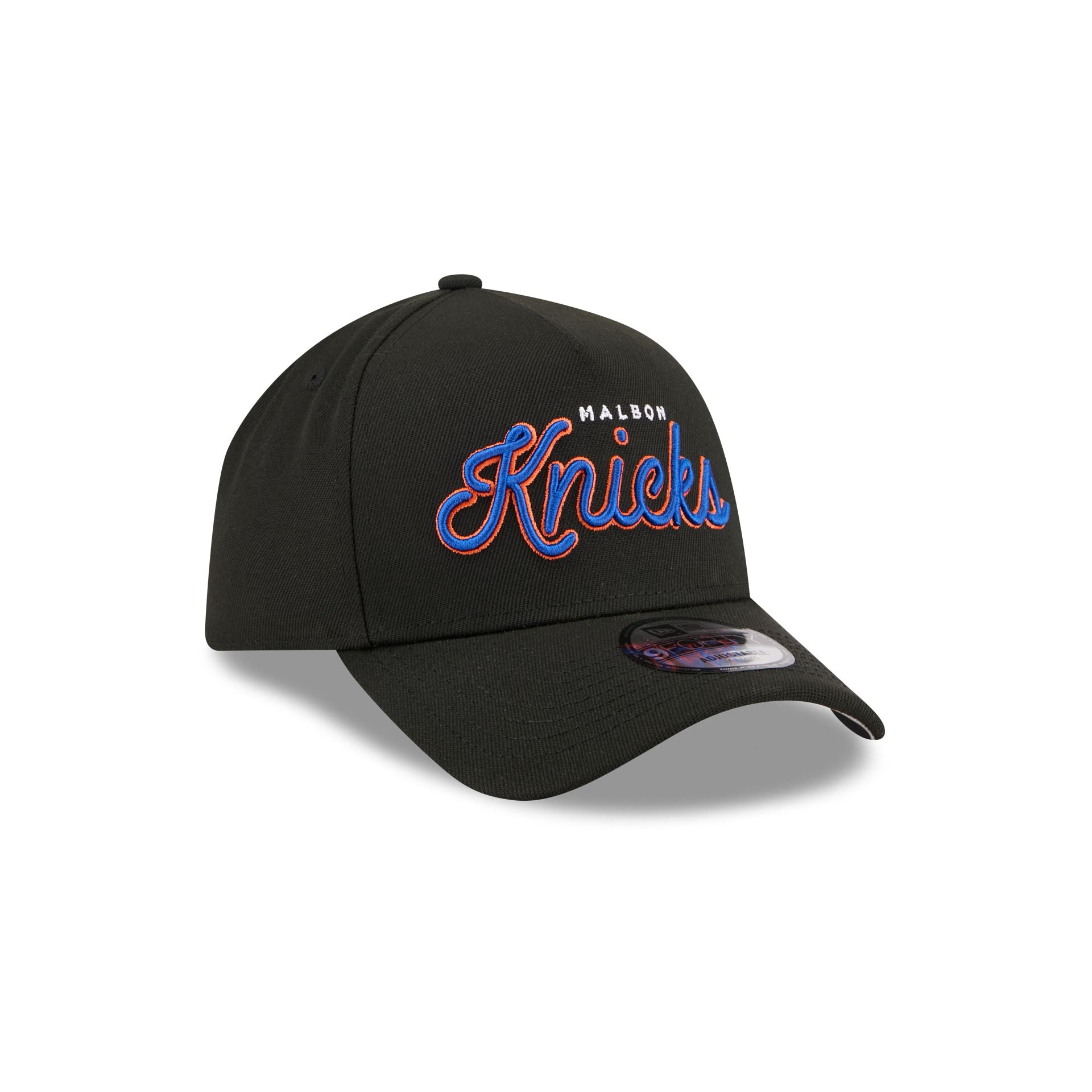 Malbon x New York Knicks Black Script 9FORTY A-Frame Snapback Hat