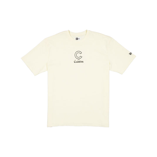 Chicago Cubs Gothic Lettering Chrome White T-Shirt
