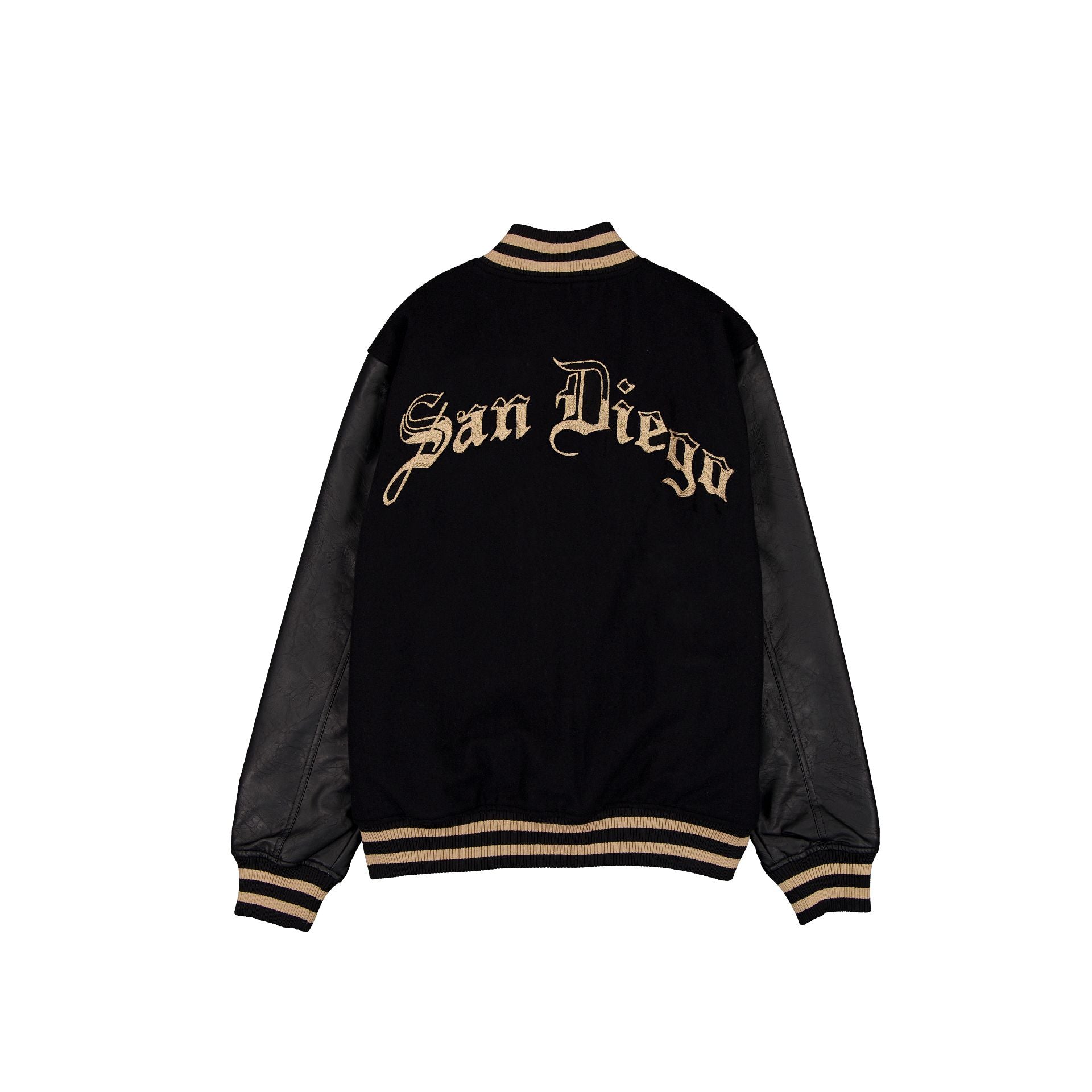 San Diego Padres Gothic Lettering Black Wool Varsity Jacket