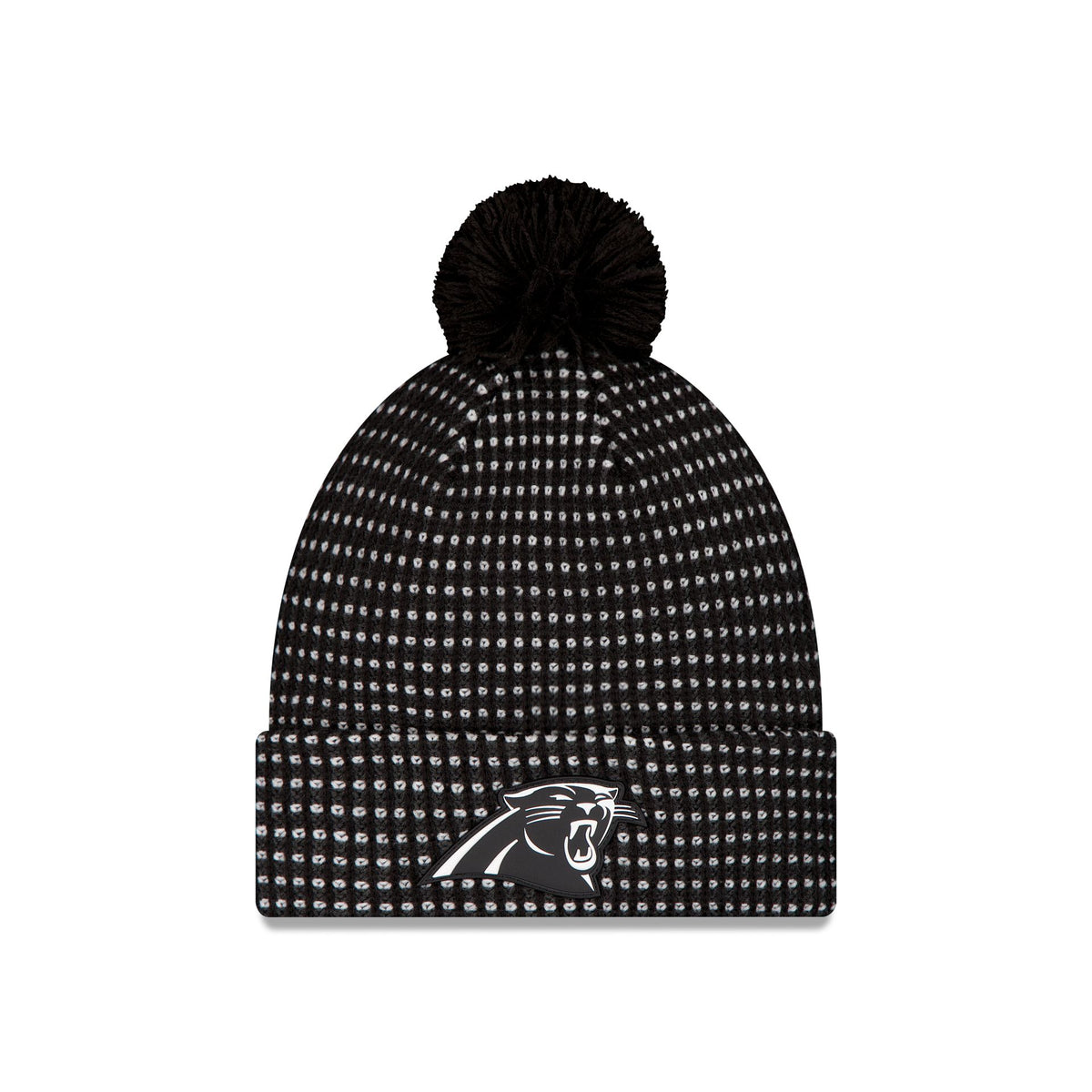 Carolina Panthers 2026 Sideline Cold Weather Black Pom Knit Hat