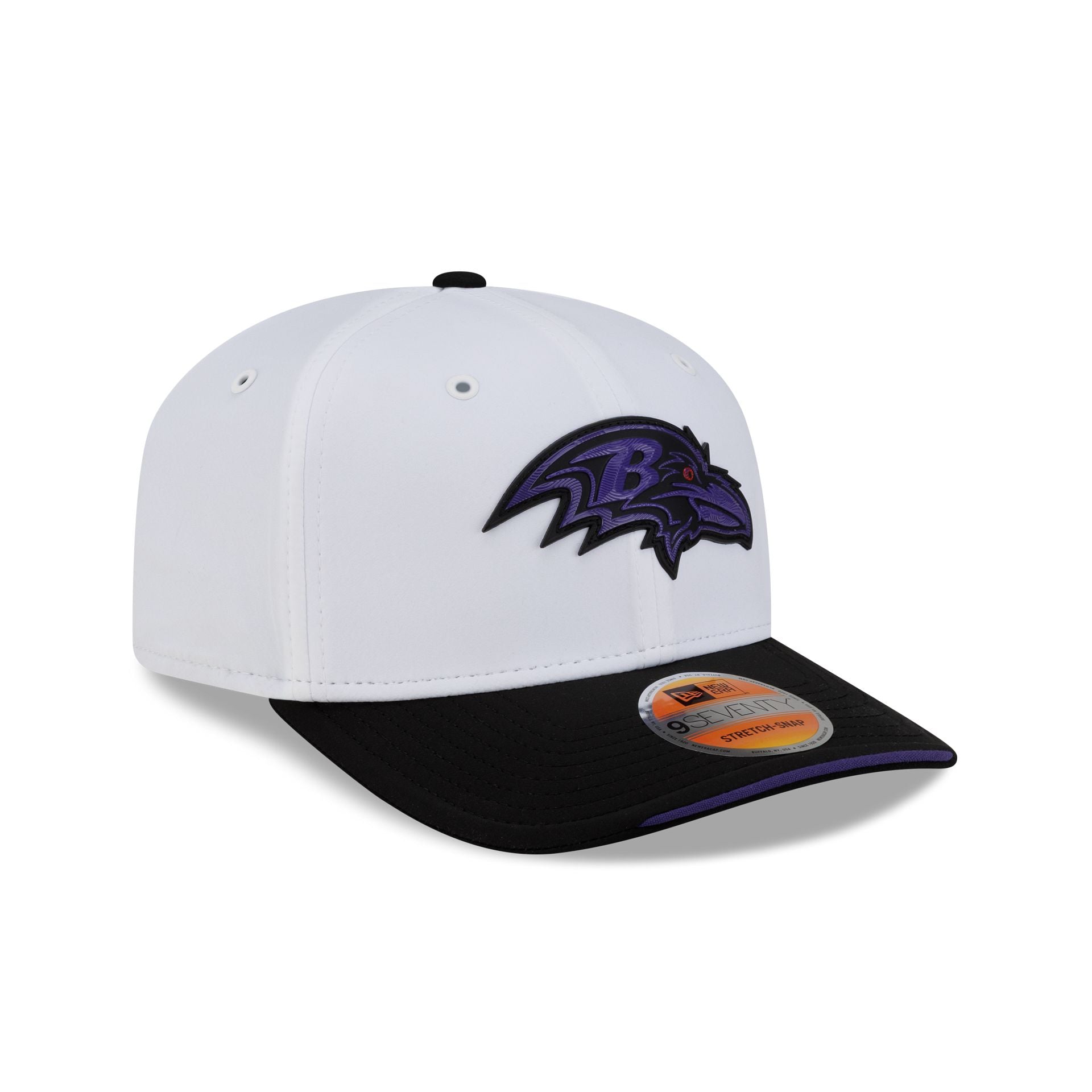 Baltimore Ravens 2026 Sideline White 9SEVENTY Stretch-Snap Hat